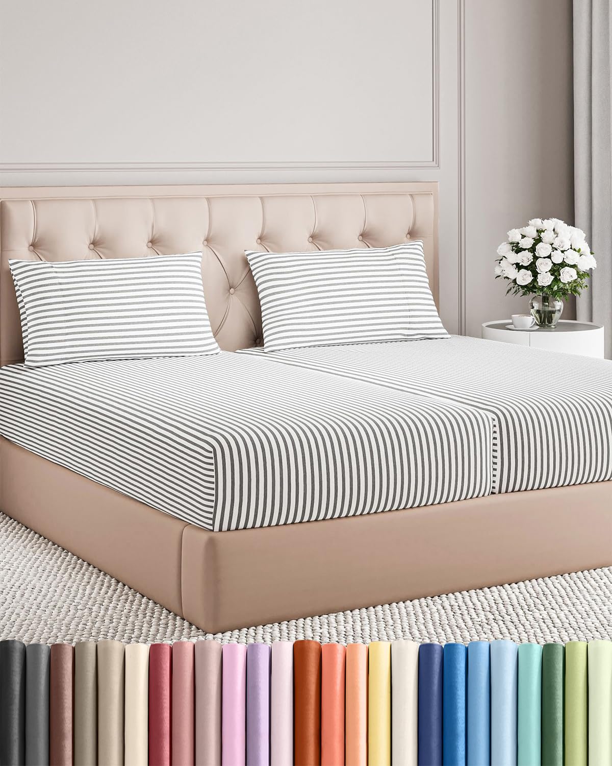 Full Size 4 Piece Sheet Set - Comfy Breathable & Cooling Sheets - Hotel Luxury Bed Sheets for Women & Men - Deep Pockets, Easy-Fit, Extra Soft and Wrinkle Free - Antique White Oeko-Tex Bed Sheet Set