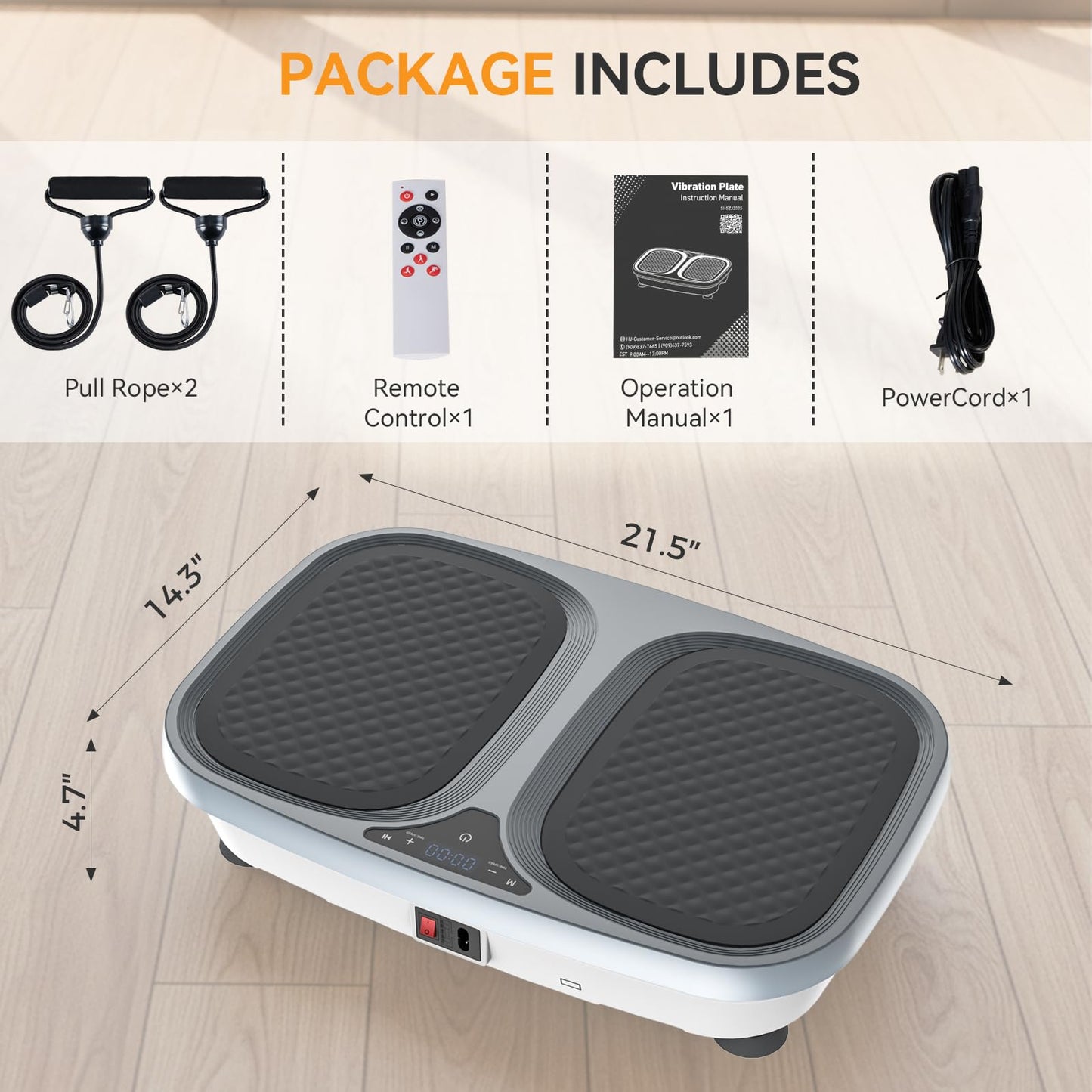 NEWBULIG Vibration Plate Exercise Machine with Remote, Smart LED Screen Vibrating Platform with 9 Auto Modes & Pull Ropes for Weight Loss, Home Fitness Shaker for Women & Men, Grey