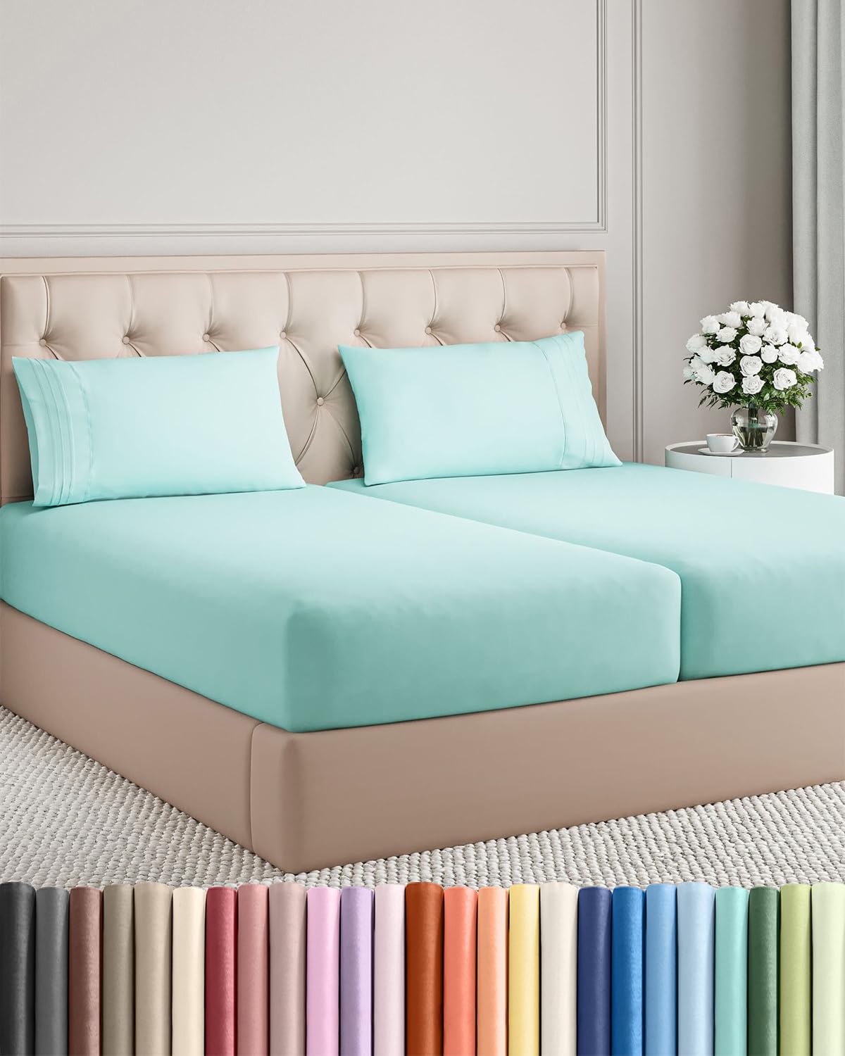 Full Size 4 Piece Sheet Set - Comfy Breathable & Cooling Sheets - Hotel Luxury Bed Sheets for Women & Men - Deep Pockets, Easy-Fit, Extra Soft and Wrinkle Free - Antique White Oeko-Tex Bed Sheet Set