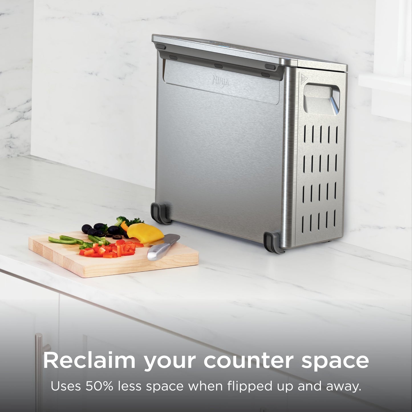 Ninja Air Fryer Toaster Oven Combo | 8-in-1 Functionality | Flip Up & Away for Storage Space | Air Fry Basket, Sheet Pan, Wire Rack & Removable Crumb Tray |1800 Watt | Stainless Steel | SP151