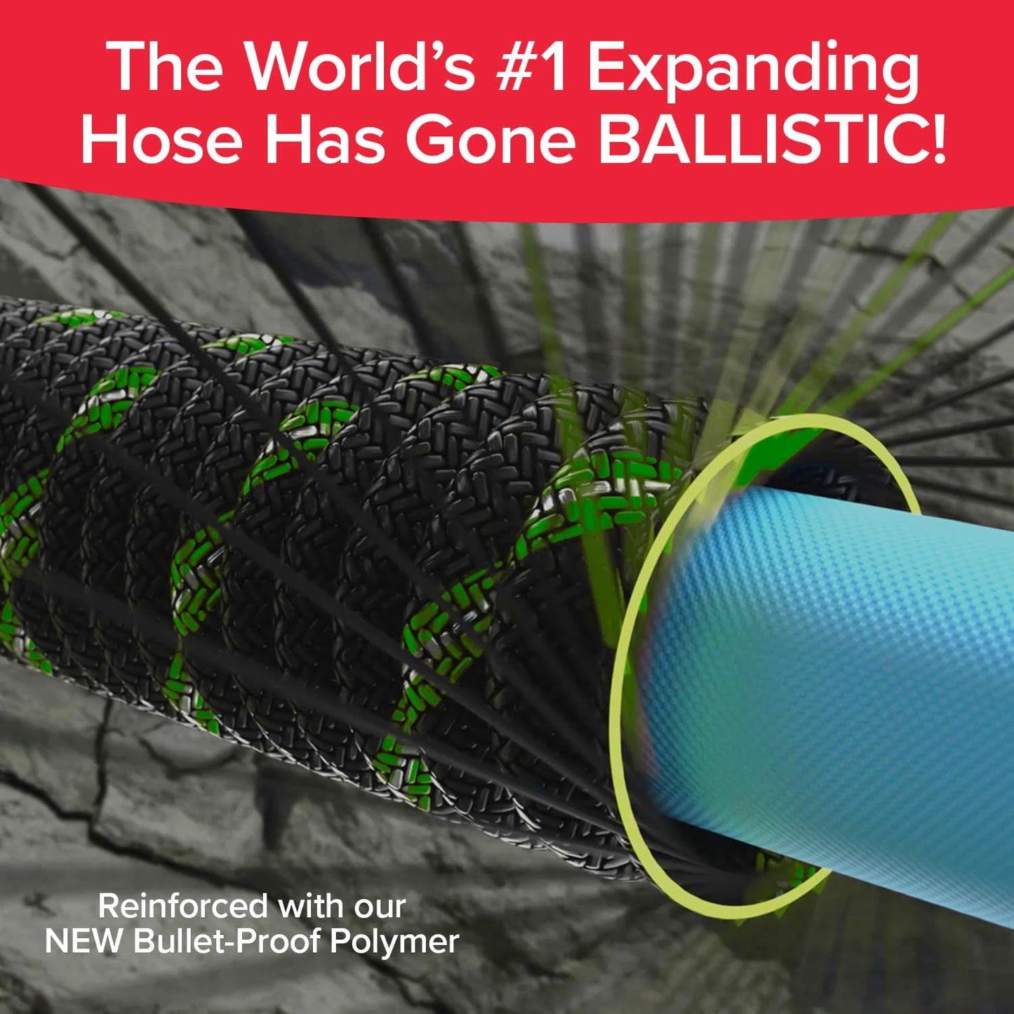 Pocket Hose Ballistic Double UV Edition 50 FT Expandable Garden Hose w/Pocket Pivot Swivel Connector, Anti-Burst Sleeve Reinforced w/Bulletproof Fiber, Lightweight, No-Kink, Compact, AS SEEN ON TV