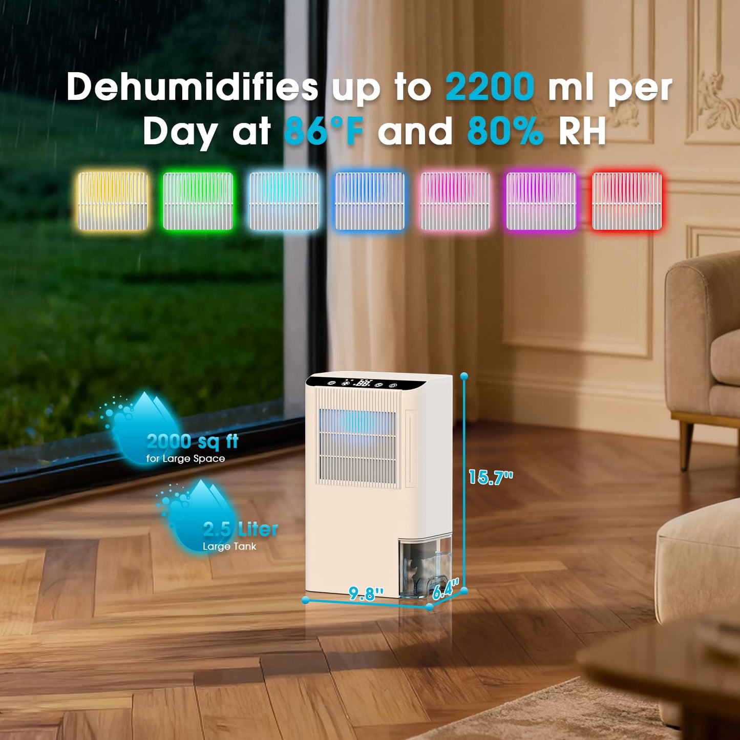 🔥73% Off!🔥Dehumidifiers for Home, 2000 Sq.Ft Small Dehumidifier with 3.3ft Drain Hose