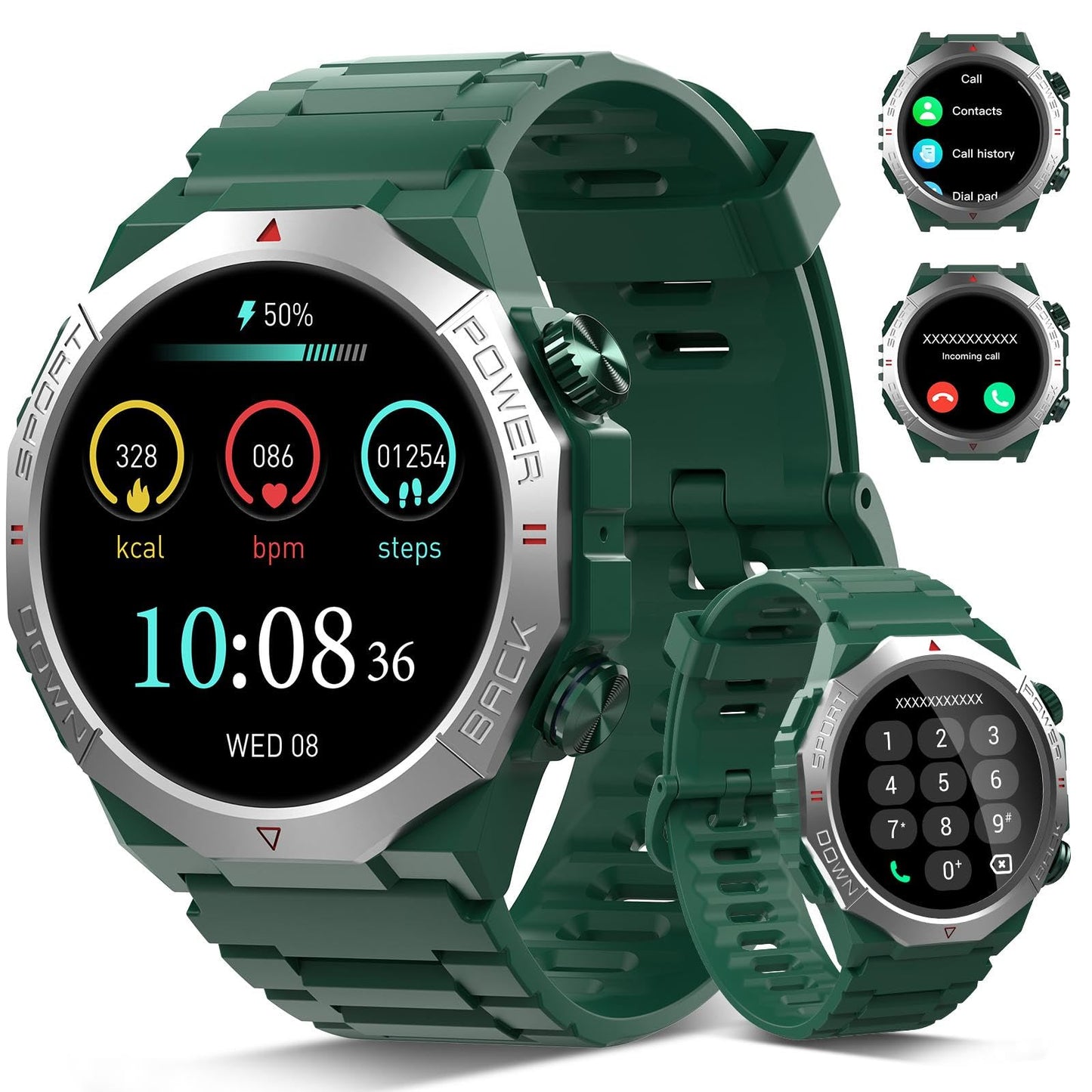 Smart Watches for Men (Answer/Make Call), 1.53" HD Military Smartwatch, 50+ Days Extra-Long Battery Life Fitness Tracker, Flashlight/110+Sports/Heart Rate/Sleep Monitor/IP68 Waterproof Android iOS