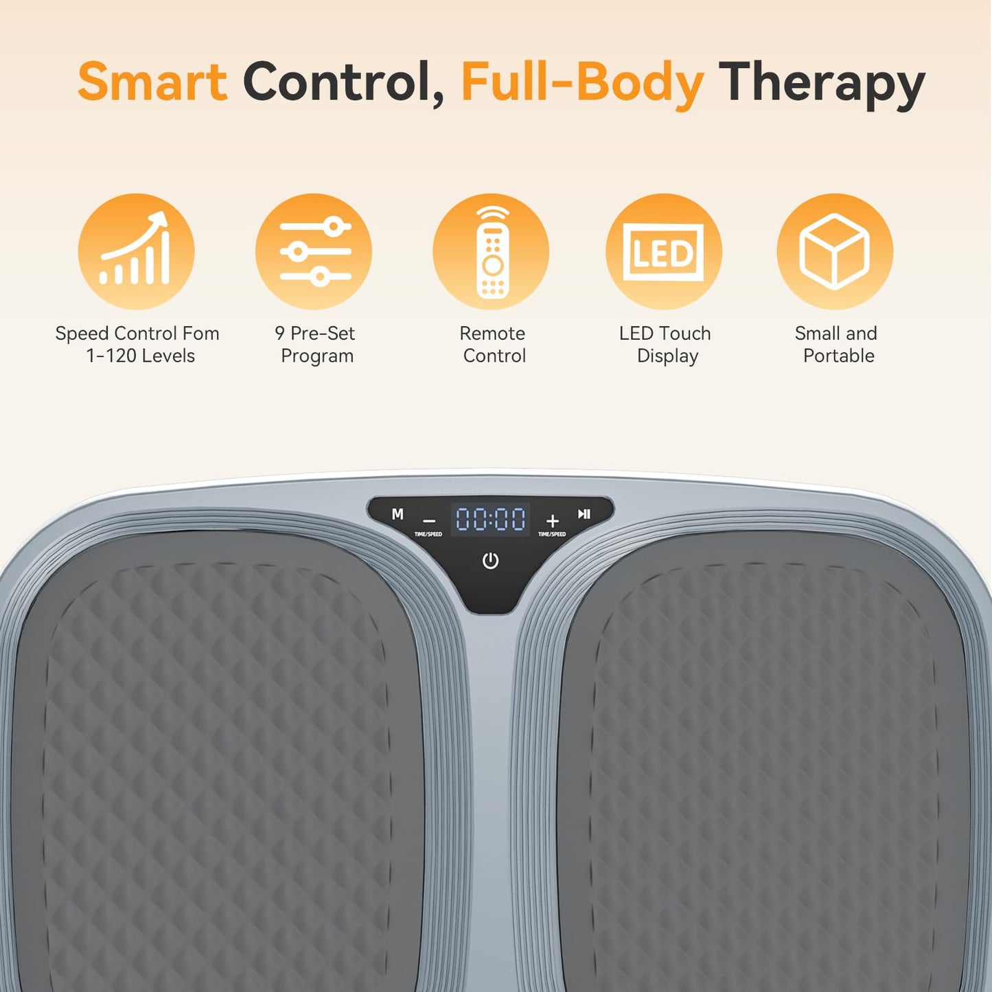 NEWBULIG Vibration Plate Exercise Machine with Remote, Smart LED Screen Vibrating Platform with 9 Auto Modes & Pull Ropes for Weight Loss, Home Fitness Shaker for Women & Men, Grey