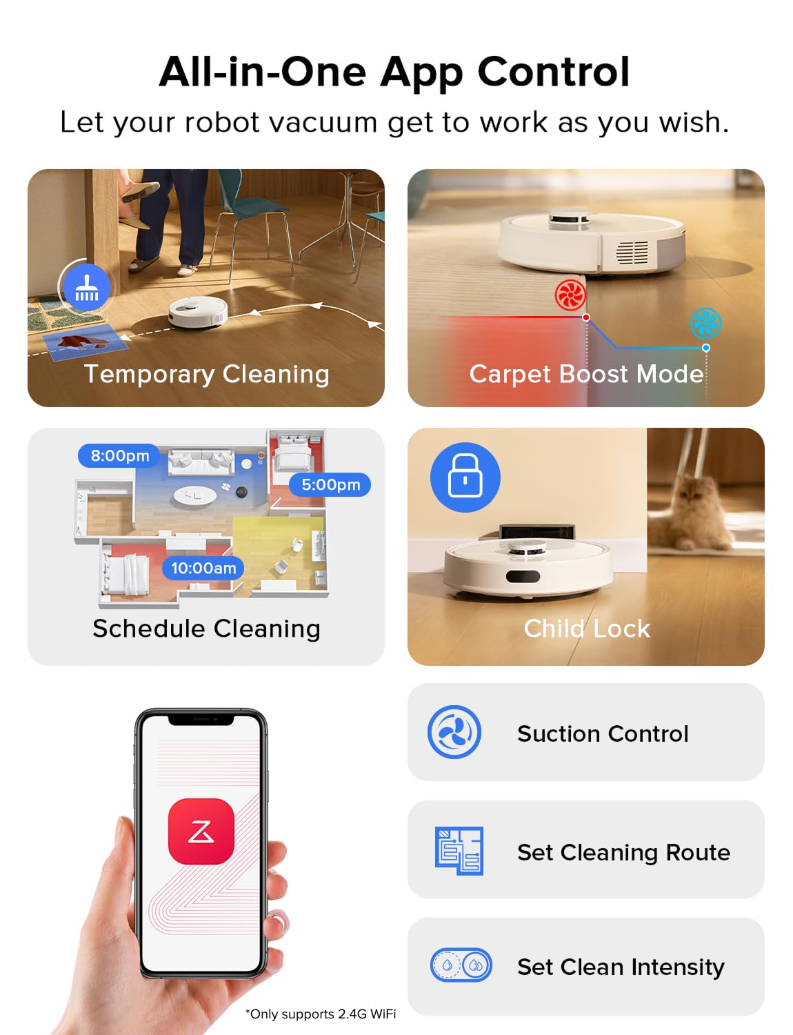 roborock Q7 L5 Robot Vacuum and Mop Combo, 8,000Pa Suction, Upgraded from Q5 Pro, Dual Anti-Tangle System, LiDAR Navigation, No-Go Zones, Self-Charging Robotic Vacuum Cleaner, White
