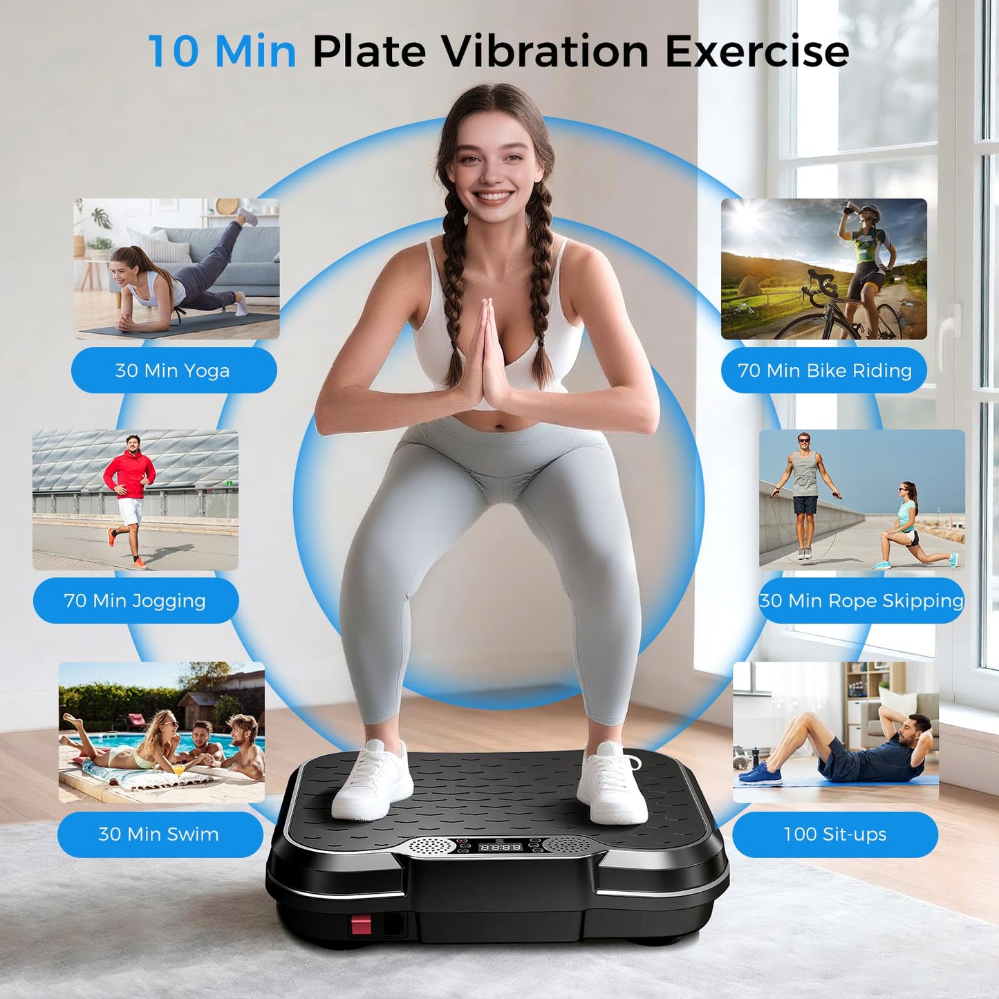 AoraPulse Vibration Plate Exercise Machine, Vibration Plate for Lymphatic Drainage Weight Loss, 400 Lbs Capacity Full Body Workout Vibrate Fitness Platform for Home Women Men