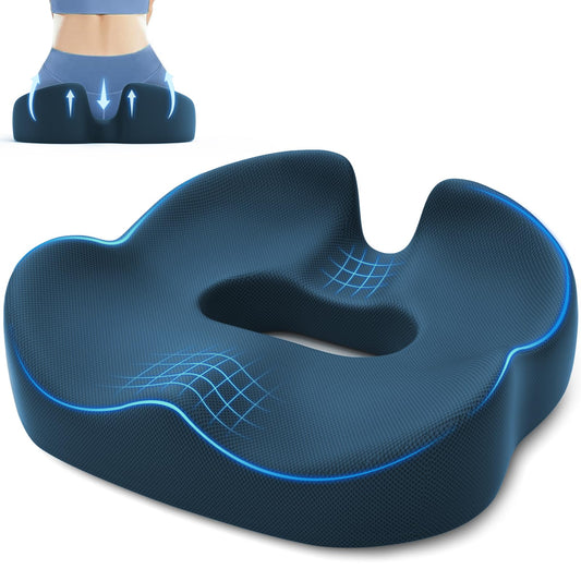 SweetSlubr Large Donut Pillow Seat Cushion for Hemorrhoid Discomfort&Tailbone Pressure, Office Chair Cushion for Long Sitting, Ergonomic Coccyx Pillow for Postpartum Pregnancy, Lifting Cushions, Blue