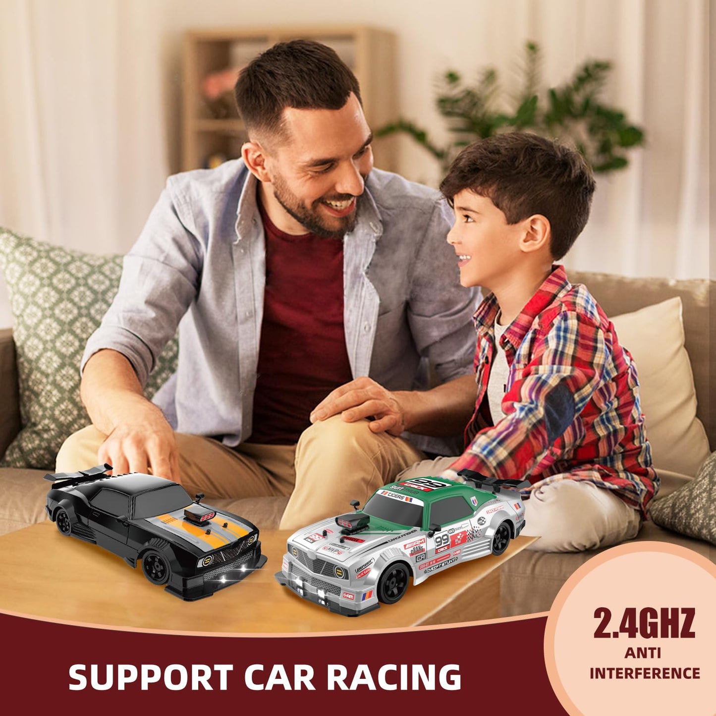 Sakeye RC Drift Car 1/16 2.4GHz 4WD Remote Control Cars, Rechargeable High Speed Drifting RC Cars with Spray, Cool Lights and Extra Tires Toy Car for Kids