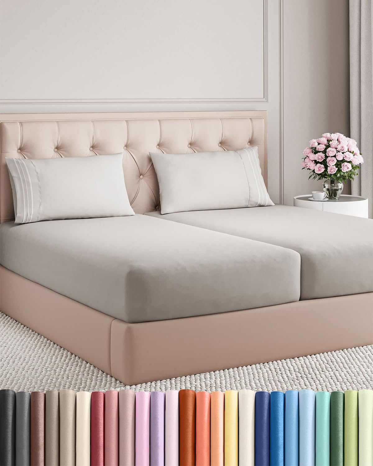 Full Size 4 Piece Sheet Set - Comfy Breathable & Cooling Sheets - Hotel Luxury Bed Sheets for Women & Men - Deep Pockets, Easy-Fit, Extra Soft and Wrinkle Free - Antique White Oeko-Tex Bed Sheet Set
