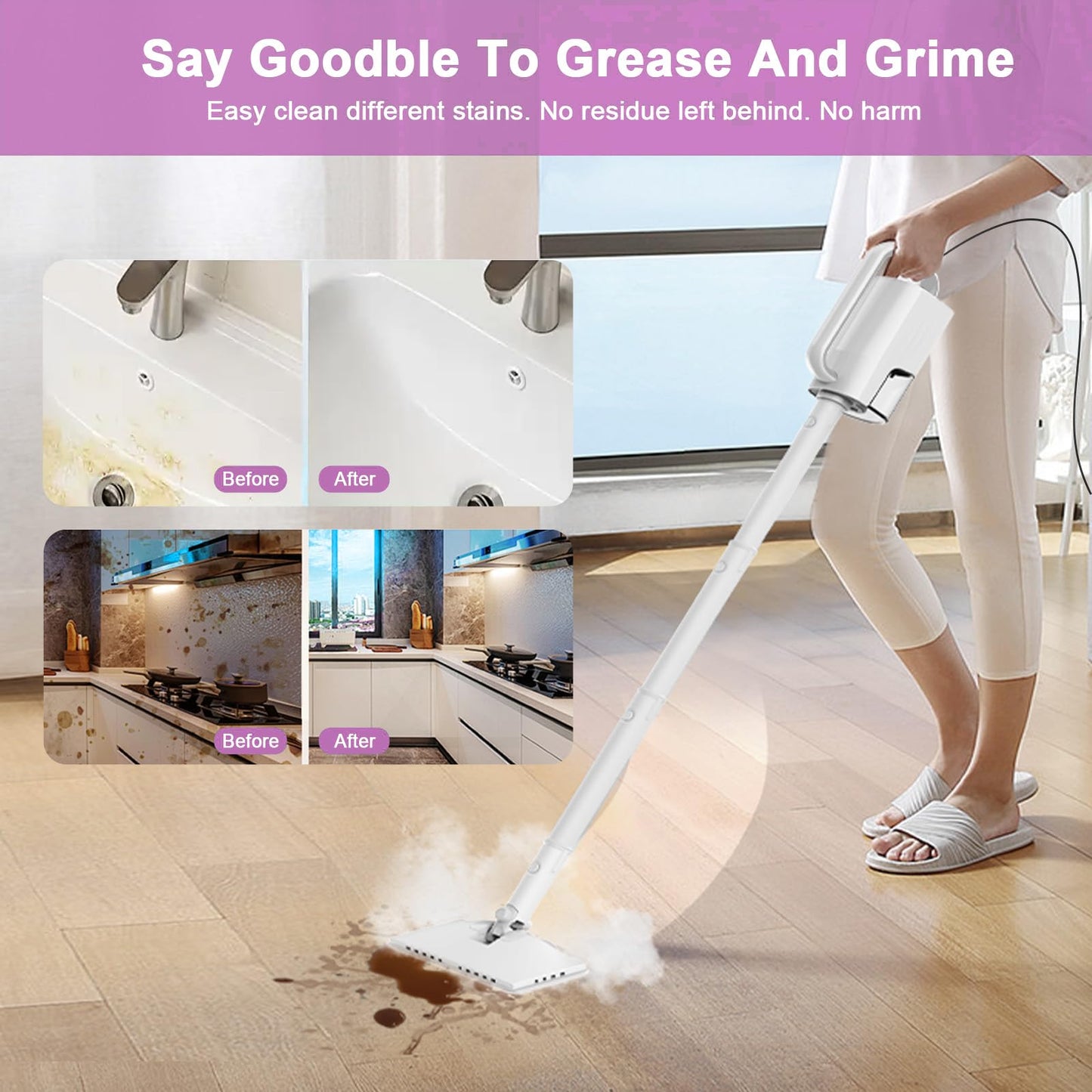 🔥70% Off!🔥6-in-1 Steam Mop, 1200W Rotated Steam Cleaner for Home
