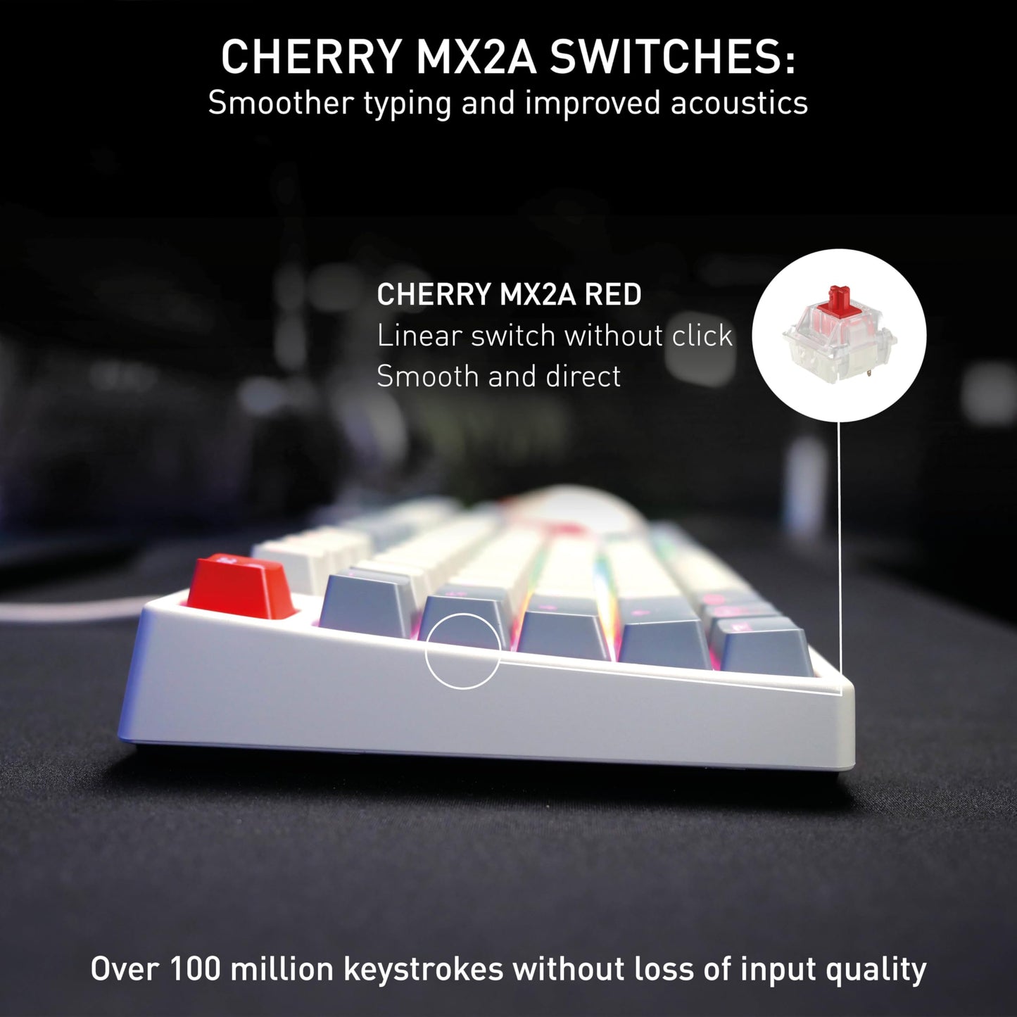CHERRY XTRFY K4V2 TKL, Tenkeyless Mechanical Gaming Keyboard, Wired (USB-A), Adjustable RGB Lighting, 1000 Hz Polling Rate, Cherry MX2A RED Switches, Retro