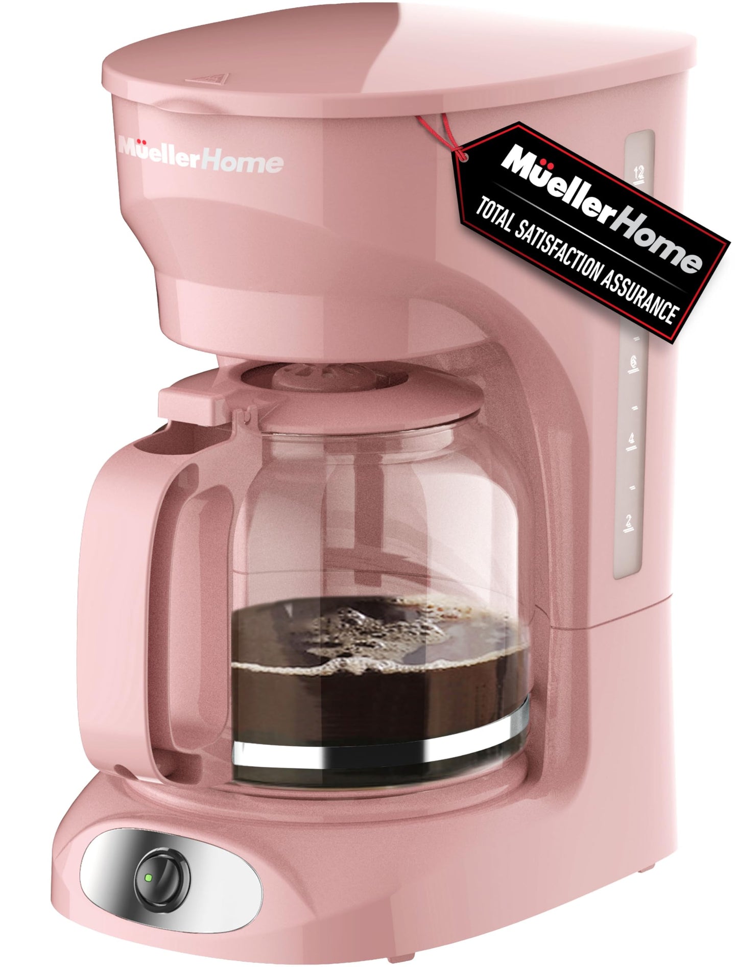 Mueller 12-Cup Drip Coffee Maker - Borosilicate Carafe, Auto-Off, Reusable Filter, Anti-Drip, Keep-Warm Function, Clear Water Level Window Coffee Machine, Kitchen Essentials & Accessories