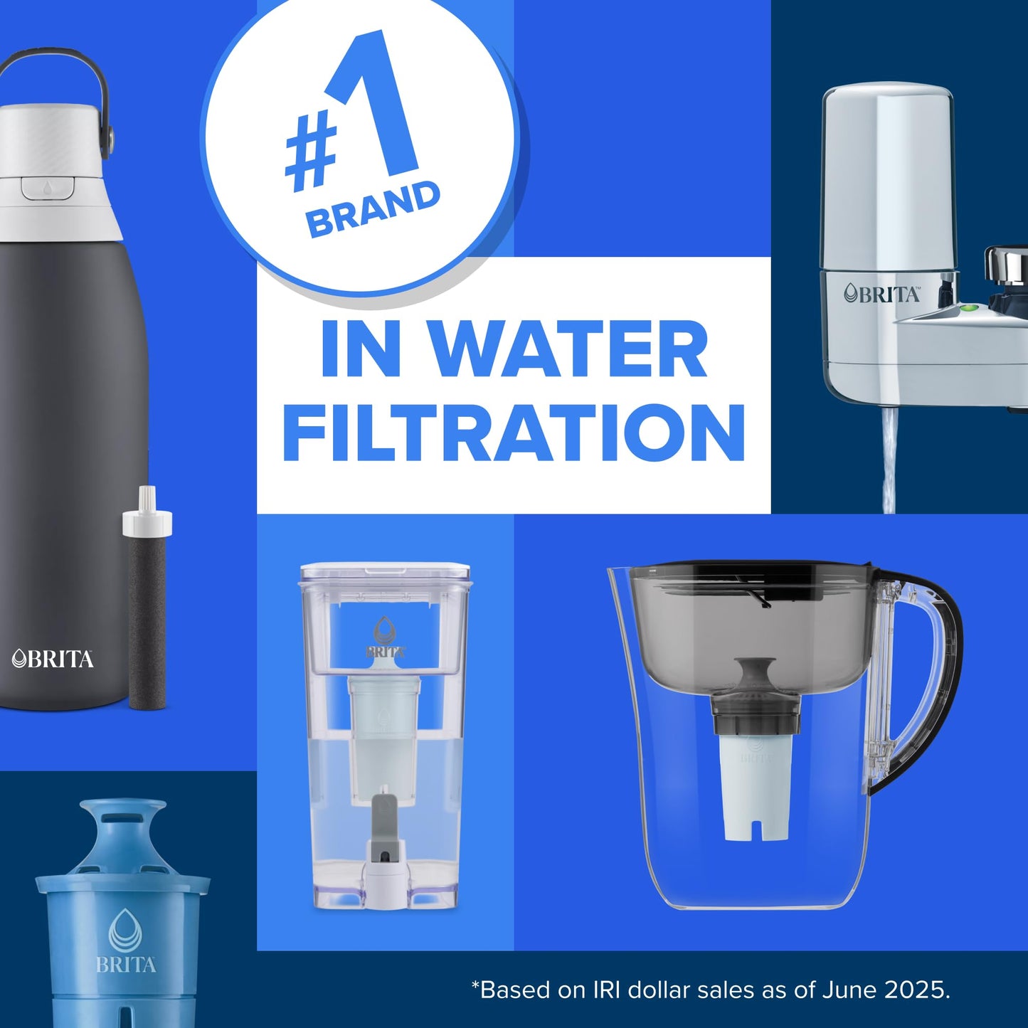 Brita Large 10 Cup Water Filter Pitcher, 1 BritaPlus Filter, Everyday, Black (Package May Vary)