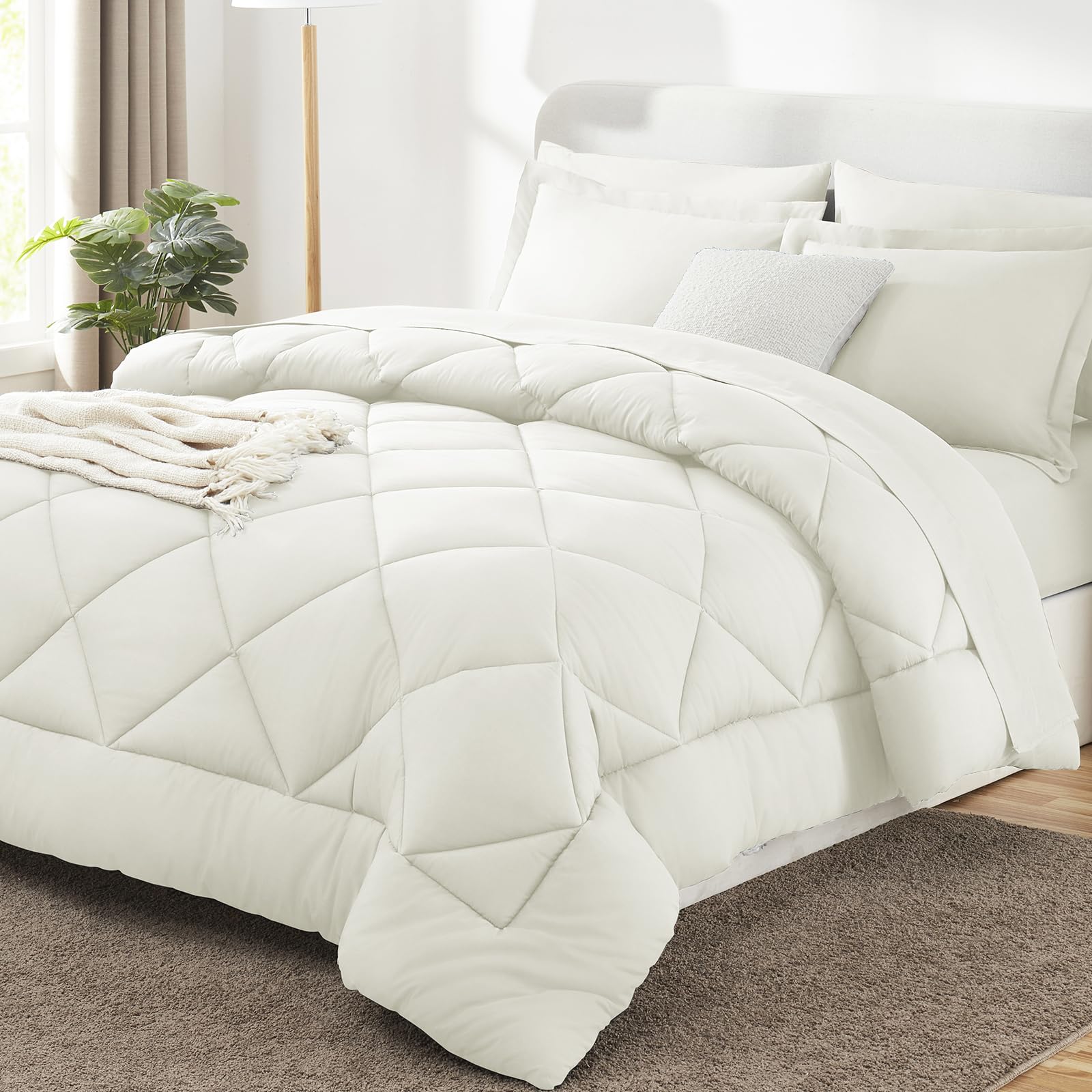 CozyLux Twin XL Comforter Set Dark Grey - 5 Pieces Twin Extra Long Bed in a Bag for College Dorm, All Season Bedding Set for Girls and Boys, Soft Bed Set with Comforter, Sheets, Pillowcase & Sham