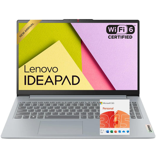 Lenovo IdeaPad Slim 3i • 15.6" FHD Laptop with Microsoft Office 365 • Intel 4 Cores • 128GB SSD • DDR5 • Military-Grade • Privacy Shutter • Quick Setup, Lightweight • Win 11