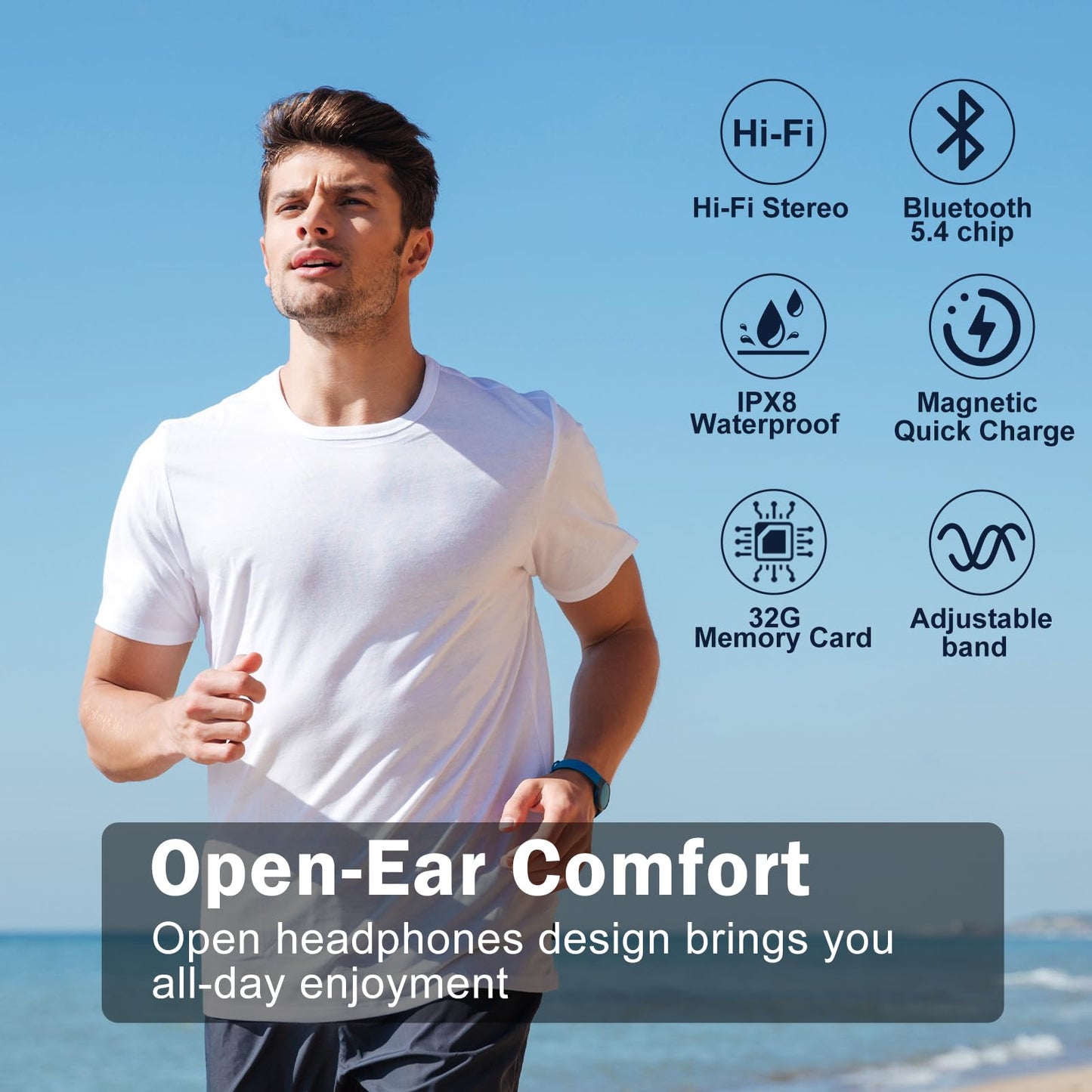 MARLALL Swimming Headphones-Bone Conduction Headphones, IP68 Waterproof Open Earphones, LiteSurge Bluetooth 5.4 Underwater Sport Earbuds with 32 GB MP3 Memory for Swimming, Marathon-Dark Gray