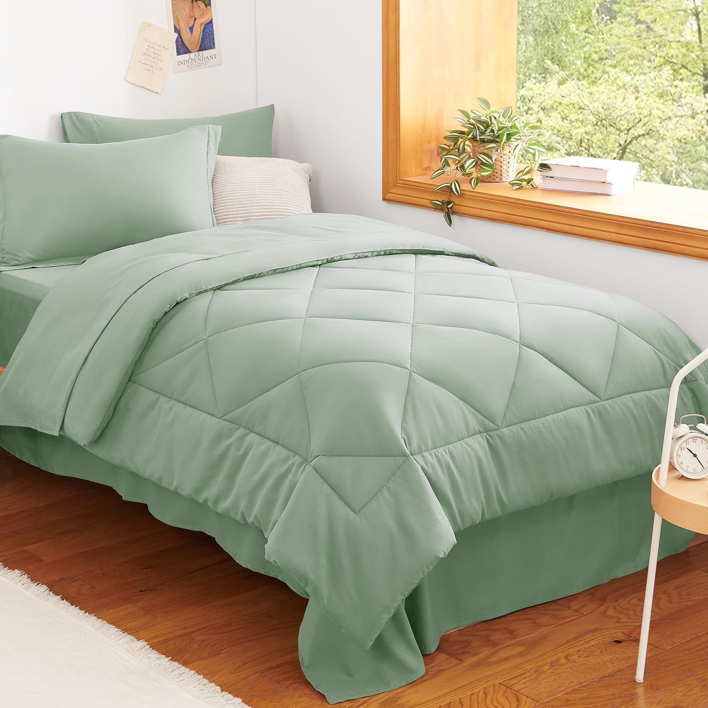 CozyLux Twin XL Comforter Set Dark Grey - 5 Pieces Twin Extra Long Bed in a Bag for College Dorm, All Season Bedding Set for Girls and Boys, Soft Bed Set with Comforter, Sheets, Pillowcase & Sham