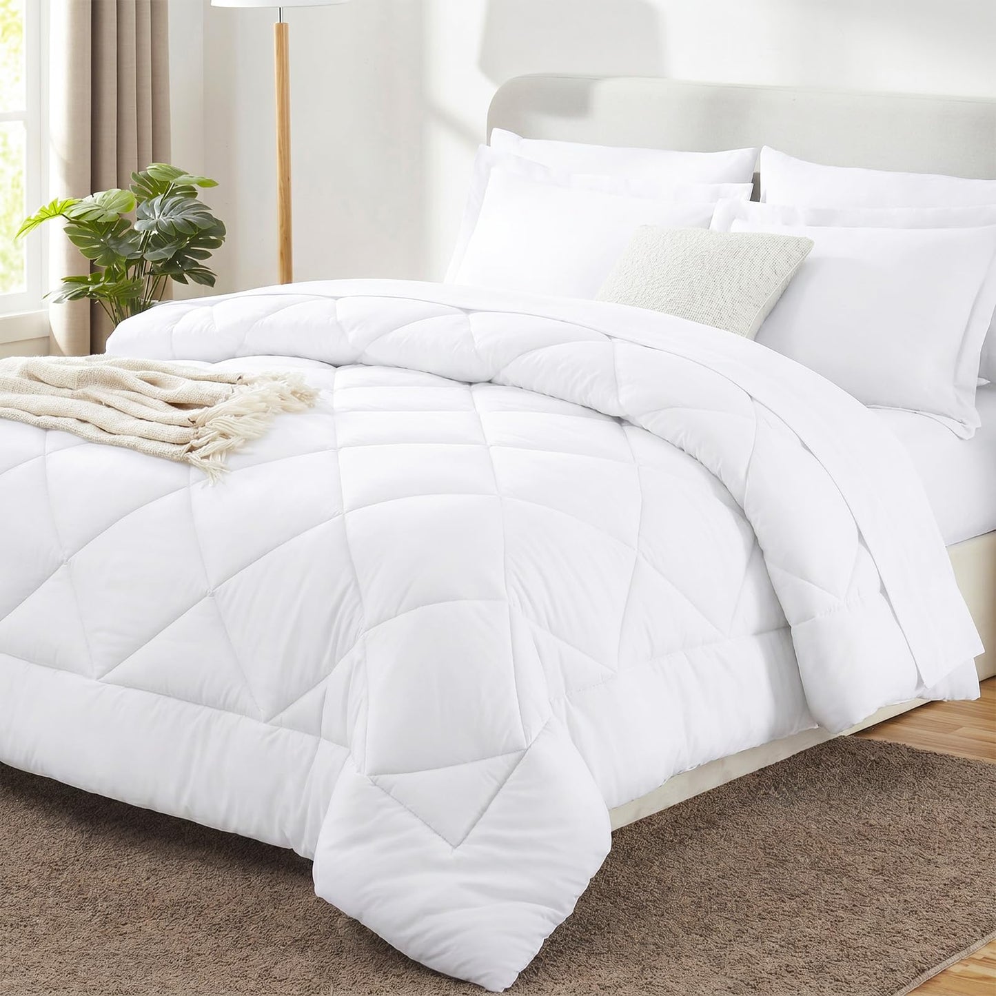 CozyLux Twin XL Comforter Set Dark Grey - 5 Pieces Twin Extra Long Bed in a Bag for College Dorm, All Season Bedding Set for Girls and Boys, Soft Bed Set with Comforter, Sheets, Pillowcase & Sham