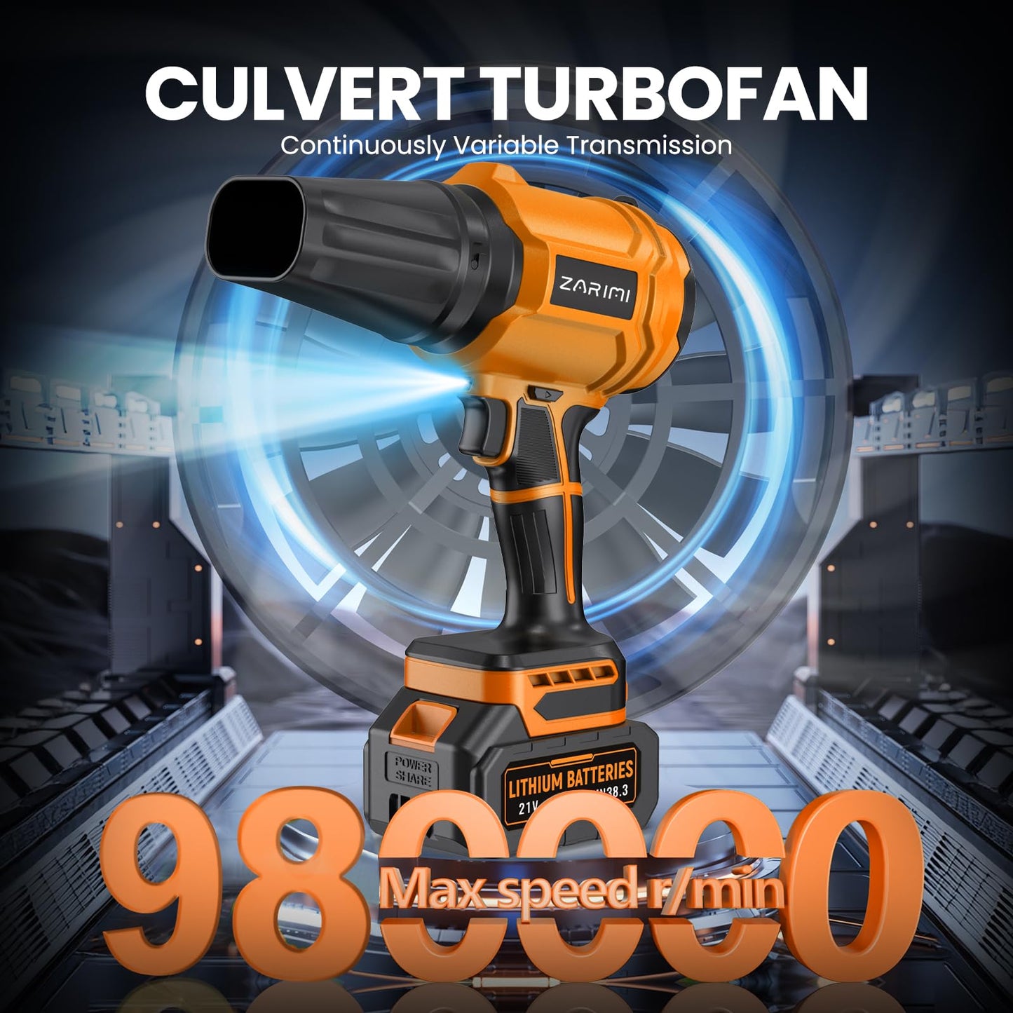 YUQUESEN Cordless Leaf Blower, 980,000 RPM Handheld Leaf Blower with 2 X Batteries & Charger, Lightweight Leaf Blowers for Patio Cleaning, Lawn Care, Leaves, Dust - Orange