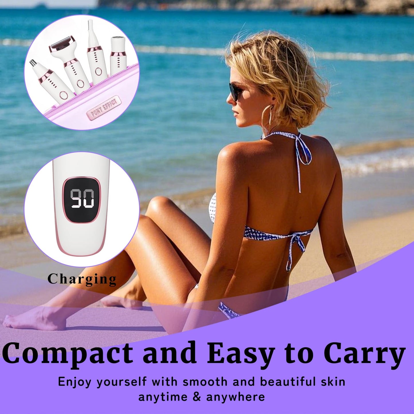 Beanify Wet & Dry Electric Razor for Women Men,4 in 1 Rechargeable Led Display Electric Shaver and Facial Hair Remover,Painless Ladies Body Razors for Nose Face Body Leg Bikini Arm Hair (White)