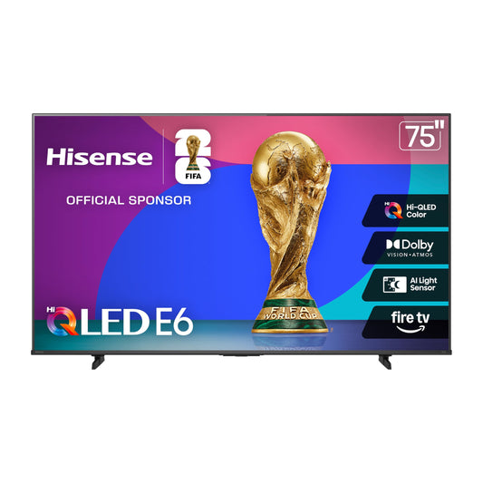 Hisense 75" E6 Cinema Series Hi-QLED 4K UHD Smart Fire TV (75E6QF, 2025 Model) - AI Light Sensor, Dolby Vision · Atmos, Voice Remote with Alexa, Motion Rate 120, HDR 10+ Adaptive, Game Mode Plus