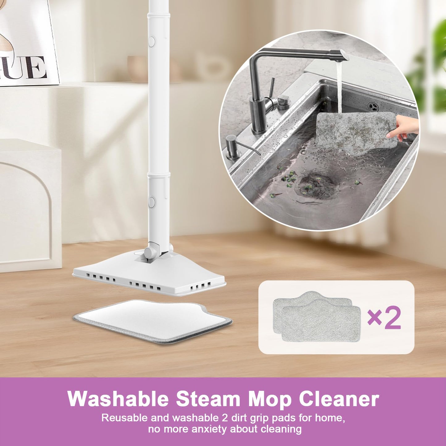 🔥70% Off!🔥6-in-1 Steam Mop, 1200W Rotated Steam Cleaner for Home