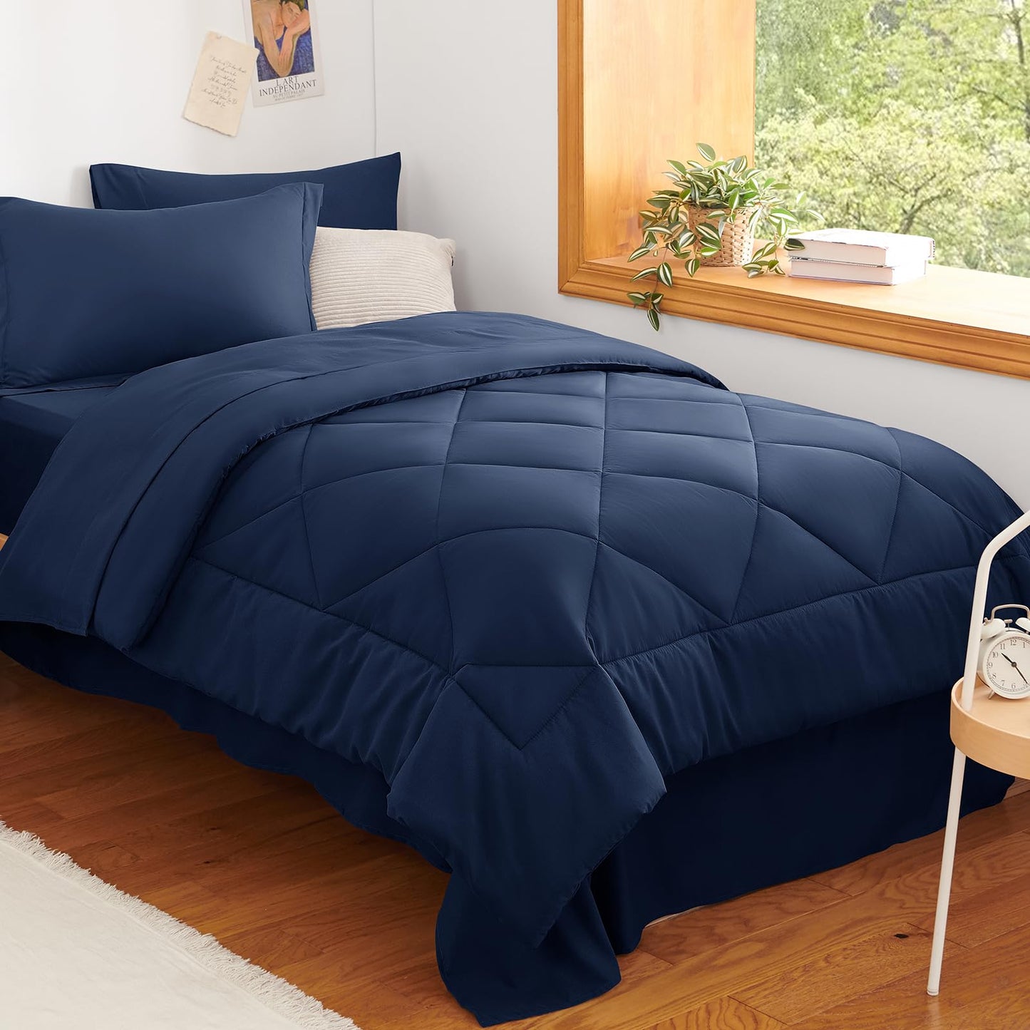 CozyLux Twin XL Comforter Set Dark Grey - 5 Pieces Twin Extra Long Bed in a Bag for College Dorm, All Season Bedding Set for Girls and Boys, Soft Bed Set with Comforter, Sheets, Pillowcase & Sham
