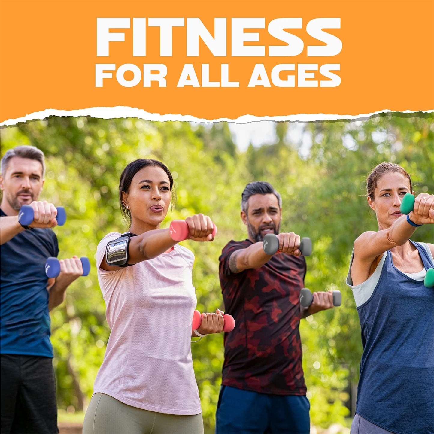 Yes4All Neoprene Coated Dumbbell Hand Weight Sets of 2 - Multiple Weight Options with 15 Colors, Anti-roll, Anti-Slip, Hexagon Shape, Dark Orange, 15 lb Pair