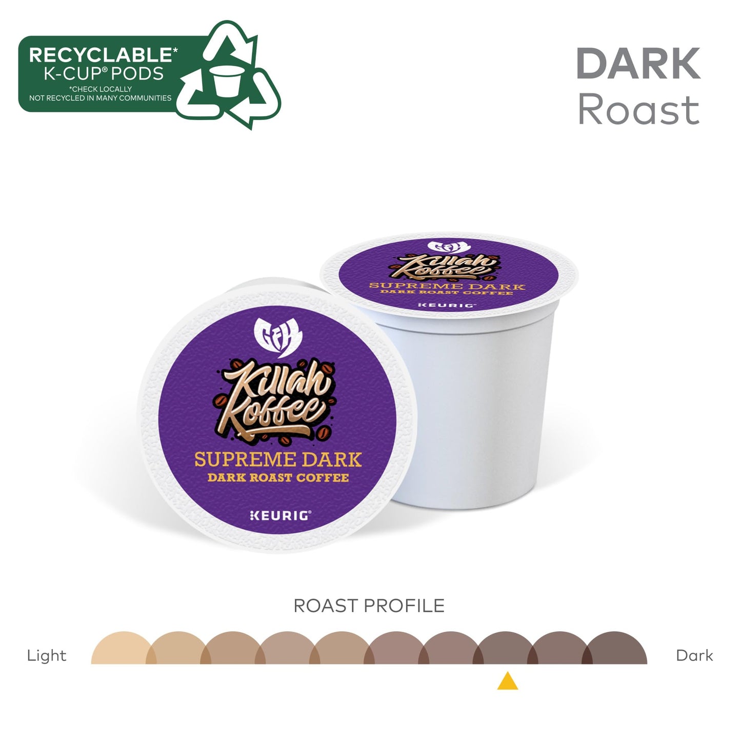 Killah Koffee Supreme Dark Roast, Keurig Single-Serve K-Cup Pods, Dark Roast Coffee, 10 Count