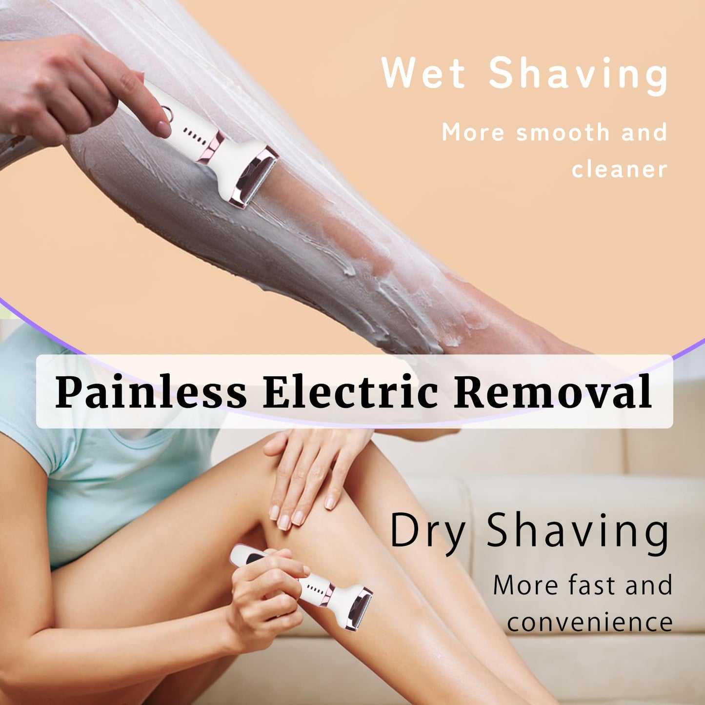 Beanify Wet & Dry Electric Razor for Women Men,4 in 1 Rechargeable Led Display Electric Shaver and Facial Hair Remover,Painless Ladies Body Razors for Nose Face Body Leg Bikini Arm Hair (White)