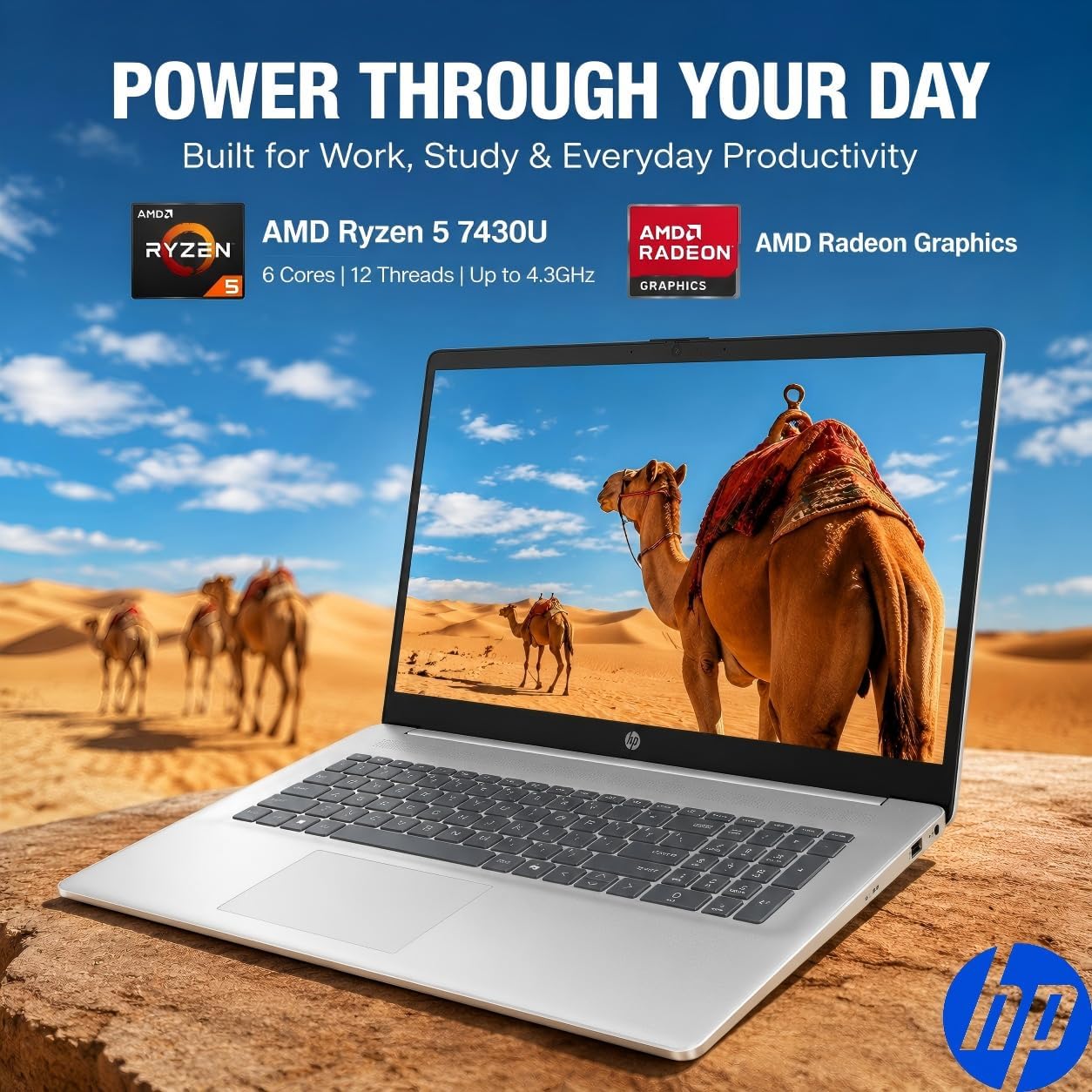 HP 17 Inch Laptop Computer, 17.3" FHD IPS Display, 20 GB RAM, 1 TB SSD, AMD Ryzen 5 7430U (Up to 4.3GHz), Wi-Fi 6, Bluetooth 5.4, Copilot AI Key, Business & Students, Windows 11 Pro, W/Accessories