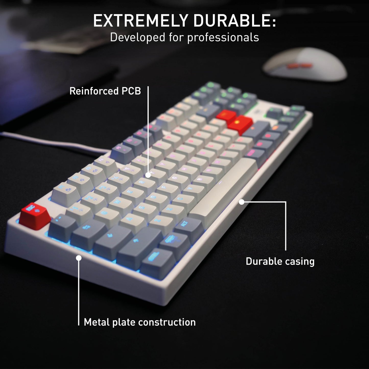 CHERRY XTRFY K4V2 TKL, Tenkeyless Mechanical Gaming Keyboard, Wired (USB-A), Adjustable RGB Lighting, 1000 Hz Polling Rate, Cherry MX2A RED Switches, Retro