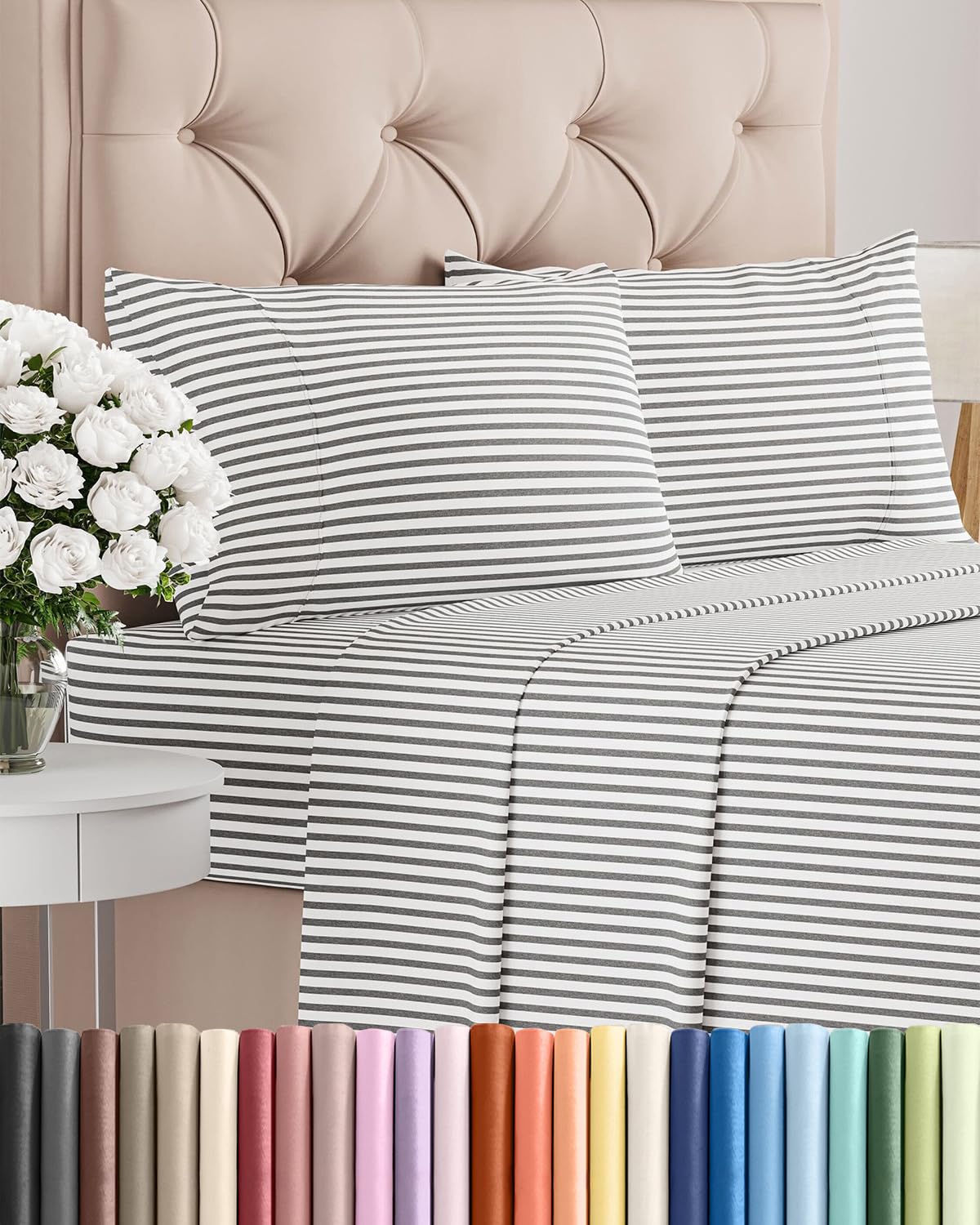 Full Size 4 Piece Sheet Set - Comfy Breathable & Cooling Sheets - Hotel Luxury Bed Sheets for Women & Men - Deep Pockets, Easy-Fit, Extra Soft and Wrinkle Free - Antique White Oeko-Tex Bed Sheet Set