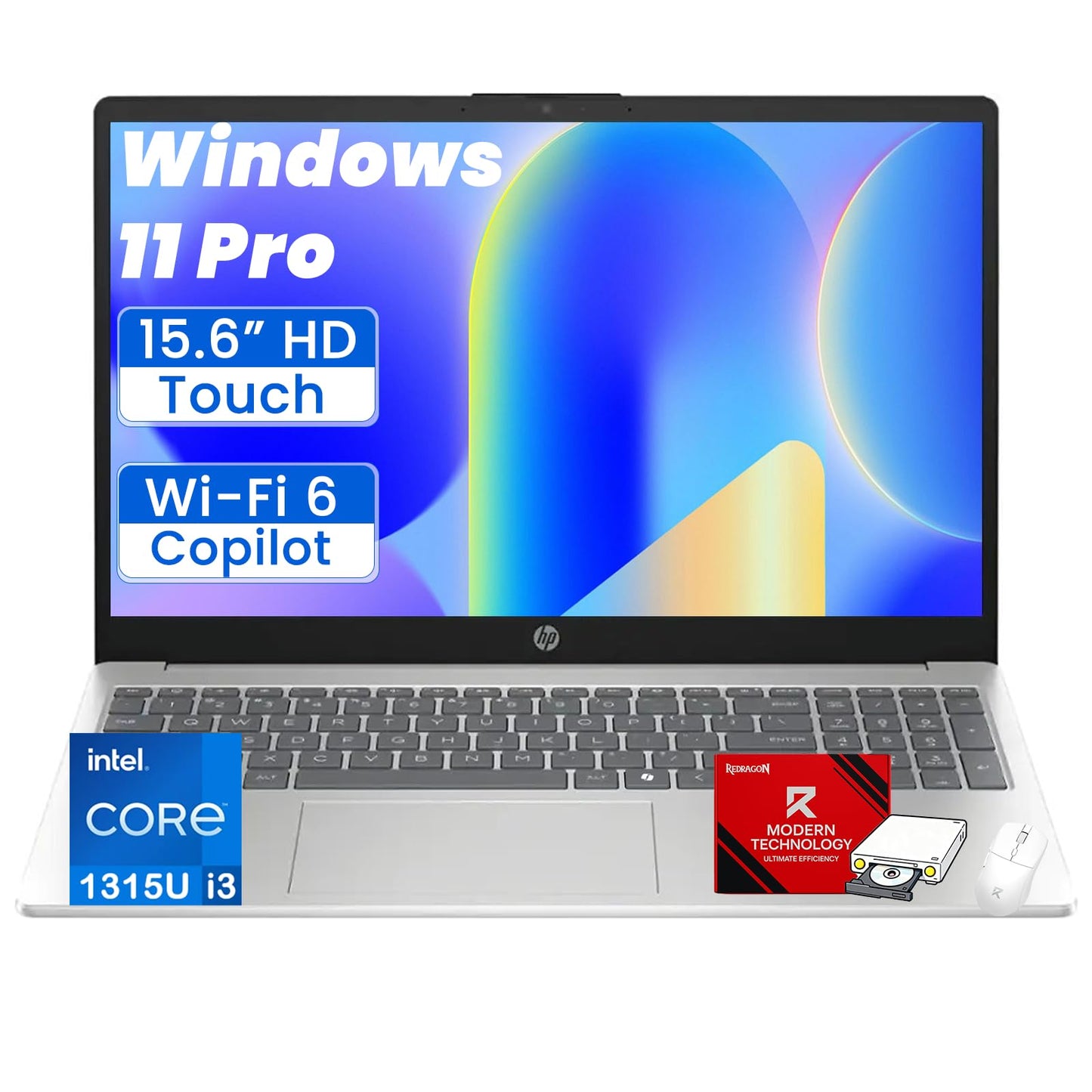 HP 15.6 Touchscreen Laptop for Student & Business,64GB RAM, 2TB SSD,Intel 13th Gen i3-1315U (Up to 4.5GHz), Copilot AI, Wi-Fi 6, HD Camera, Windows 11Pro, Natural Silver, w/Accessories