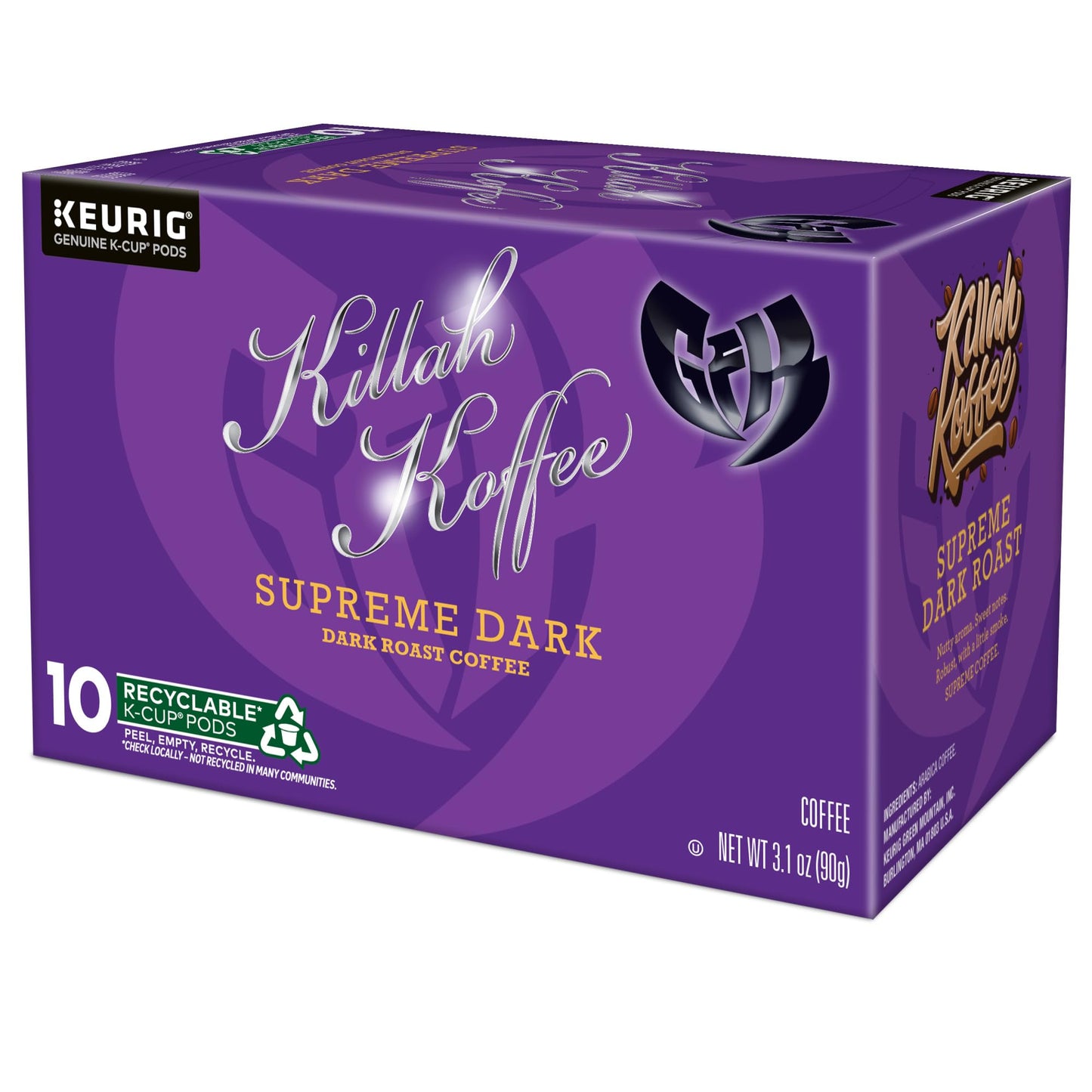 Killah Koffee Supreme Dark Roast, Keurig Single-Serve K-Cup Pods, Dark Roast Coffee, 10 Count