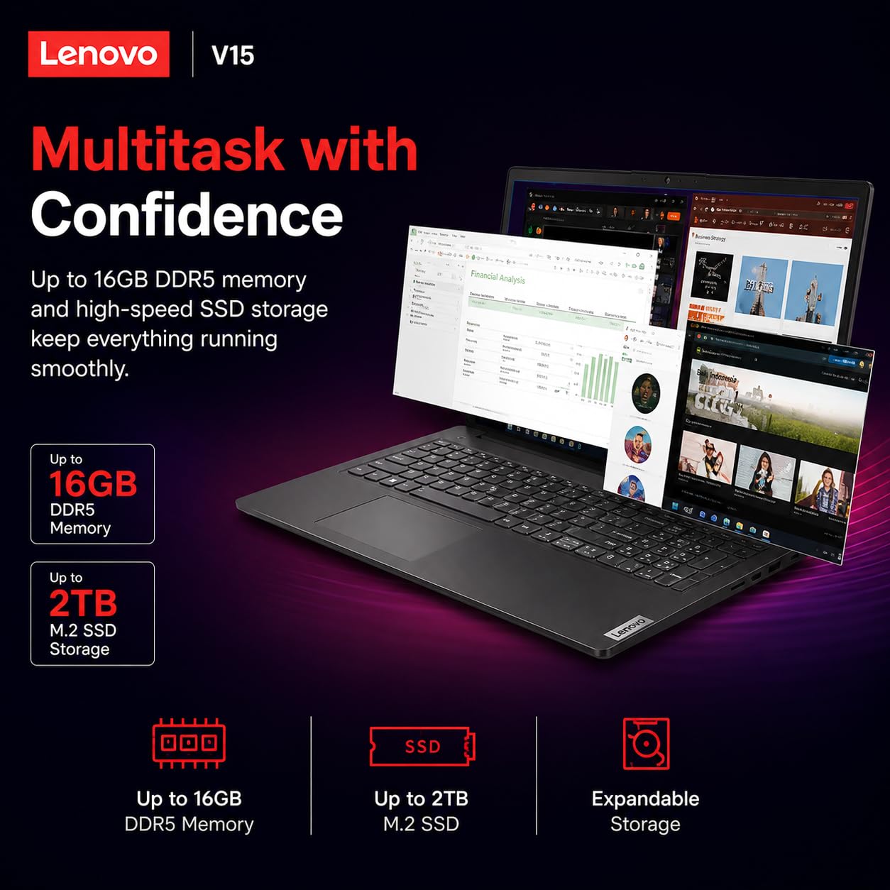 Lenovo New Business Laptop(2026-2027 Premium Edition), Powerful Intel N150 Processor, 16GB DDR5, 512GB PCIe, 15.6" FHD Display, 14.5-Hour Battery Life, Wi-Fi 6, Windows 11 Pro with MS 365 for Web