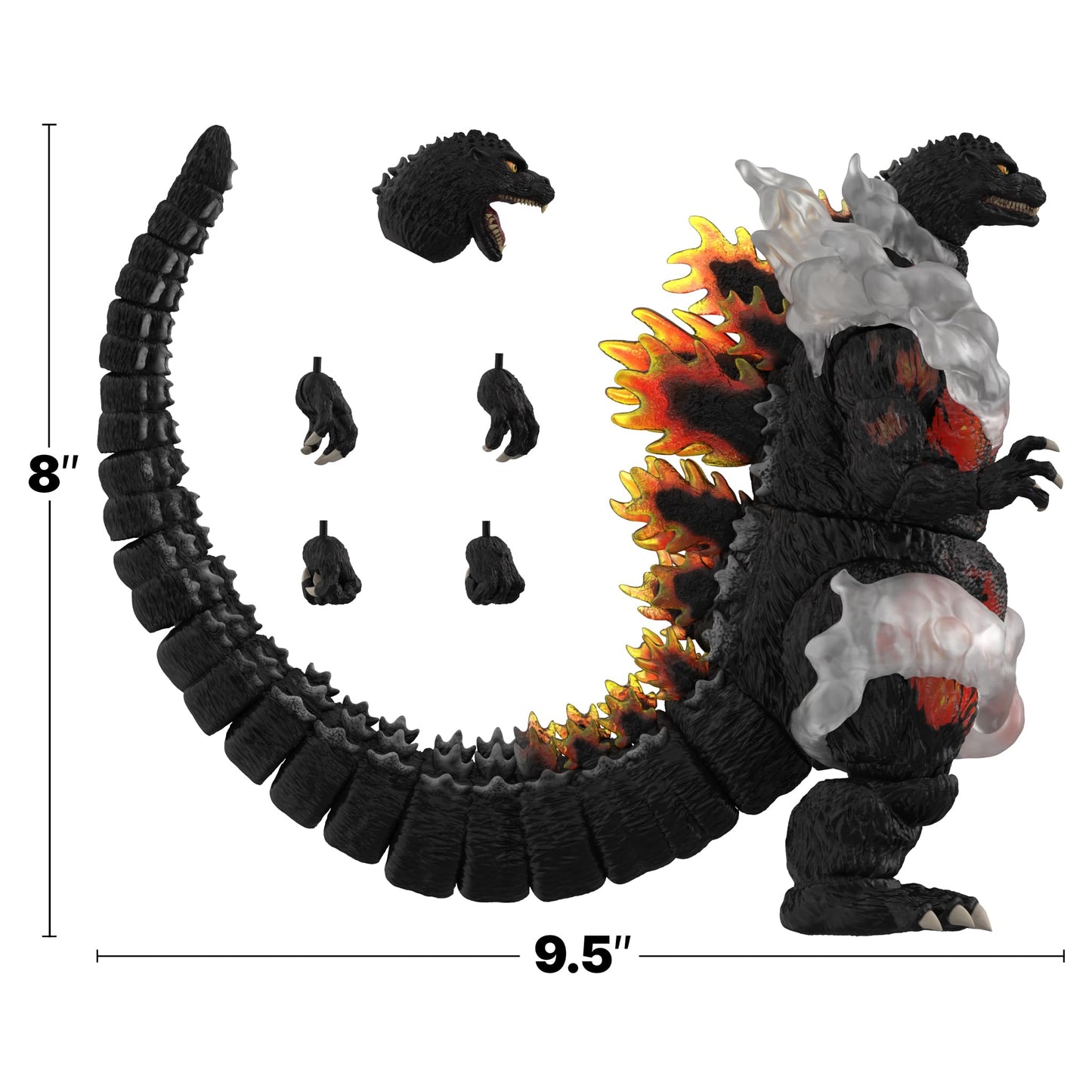 Super7 ULTIMATES! Toho HeiSei Burning Godzilla - 8" Toho Godzilla Action Figure with Accessories - Classic Movie Collectibles and Retro Toys