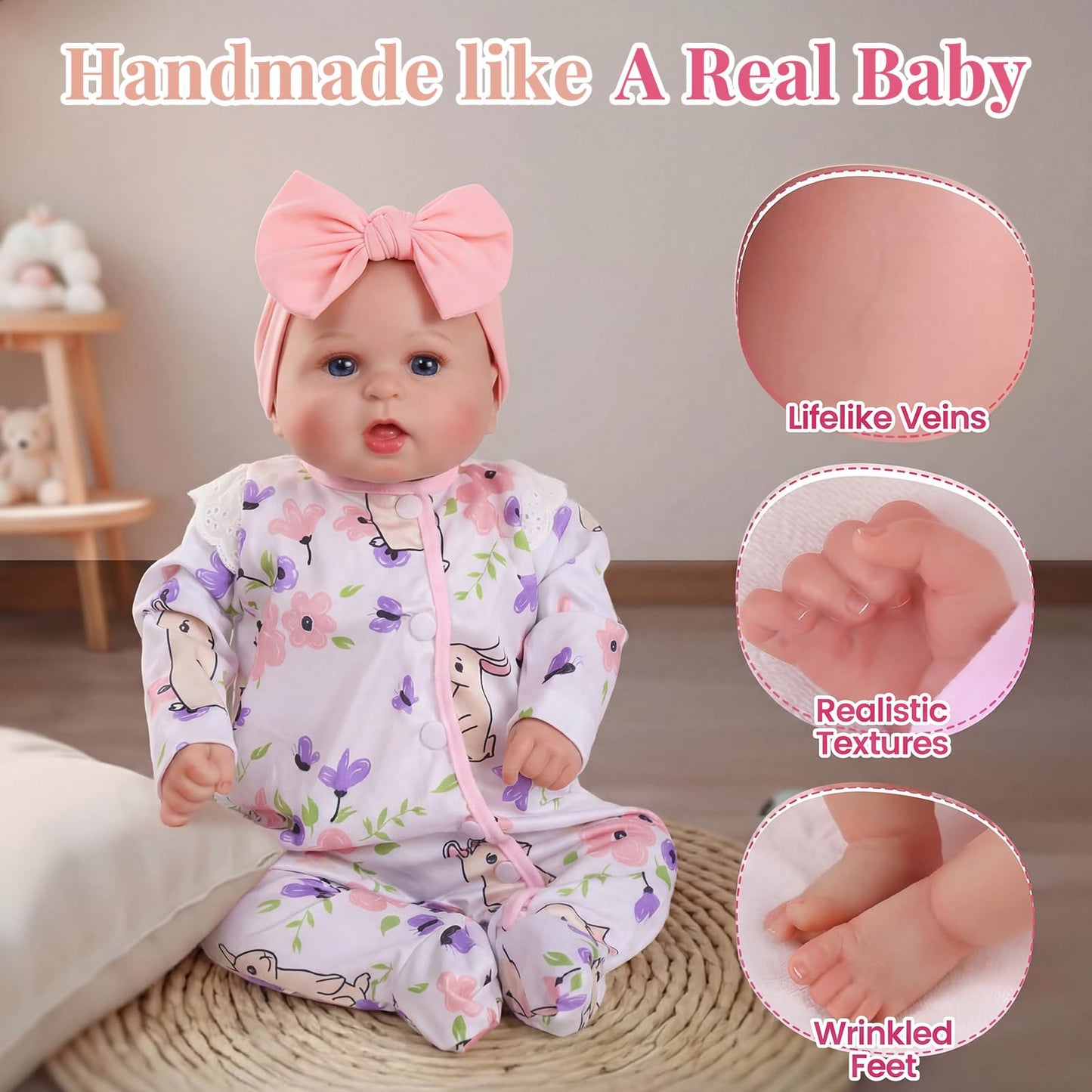BABESIDE Lifelike Reborn Baby Dolls Dara - 20 Inch Realistic-Newborn Baby Doll Girl Handmade Real Life Baby Dolls with Clothes and Toy Accessories Gift for Kids Age 3+