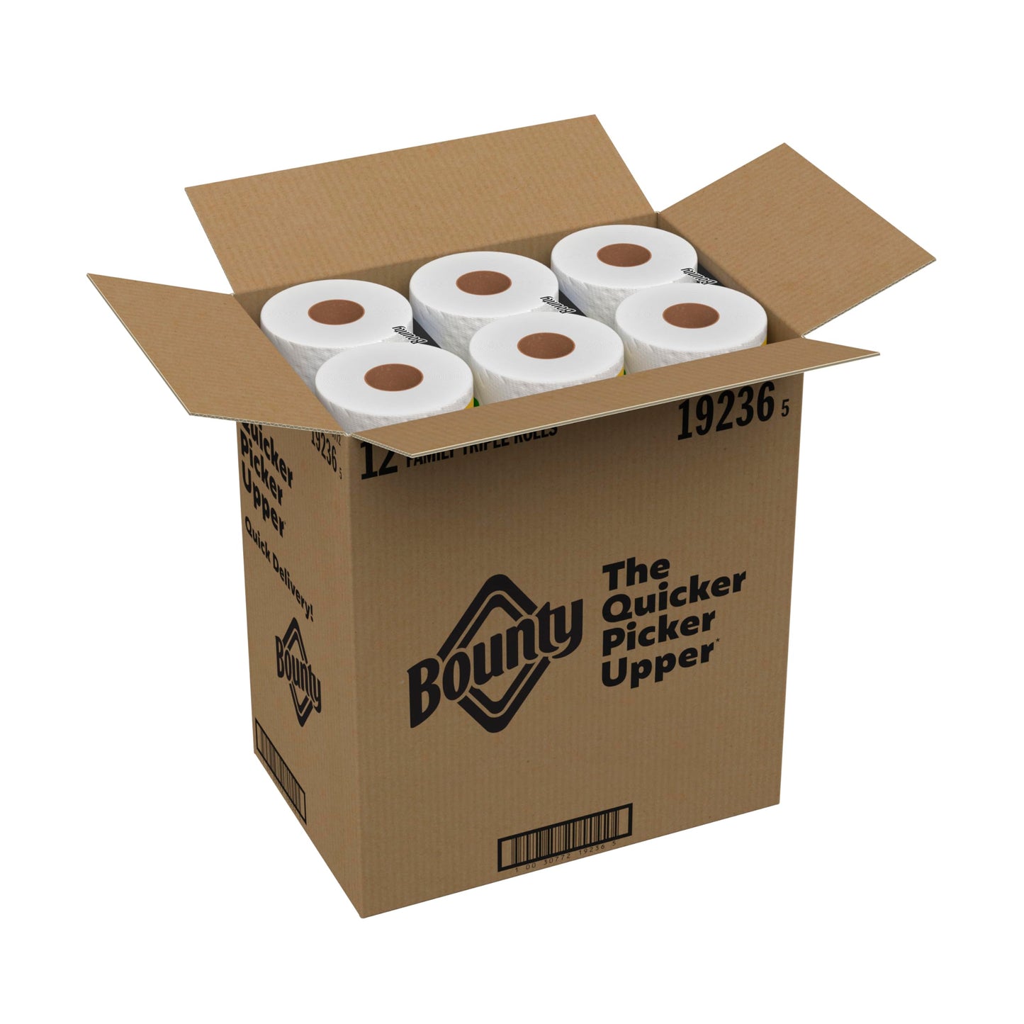 Bounty Quick-Size Paper Towels, White, 12 Family Triple = 40 Regular Rolls