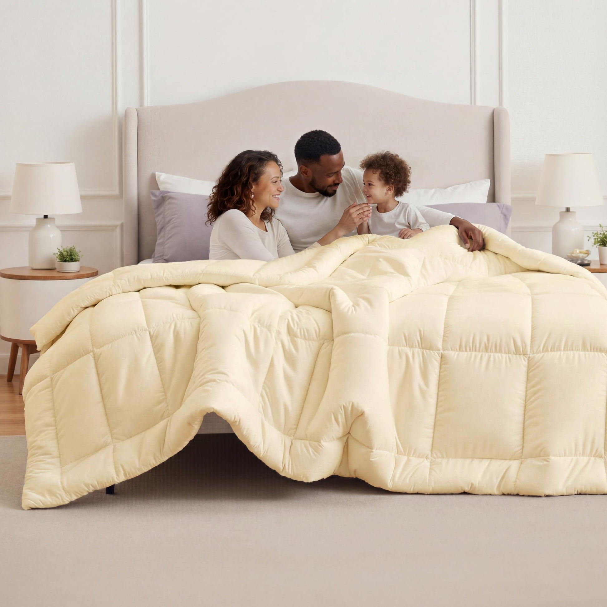 Bedsure Comforter Duvet Insert - Quilted Comforters Queen Size, All Season Duvet, GentleSoft Down Alternative Bedding Blanket, with 8 Tabs, Gifts for Women/Men, White, Queen 88 x 88 Inches