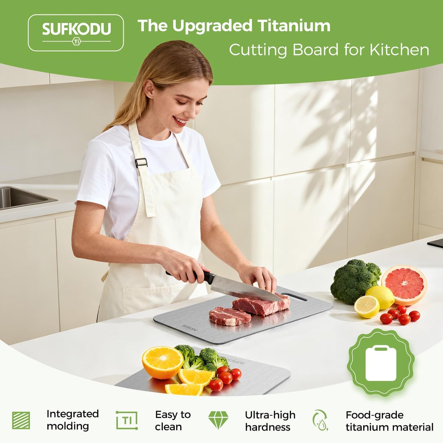 3 Piece Titanium Cutting Boards for Kitchen, Double-Sided Non-toxic Titanium Cutting Board, Dishwasher Safe Cutting Board for Meat, Vegetables, Fruits & Daily Food Prep