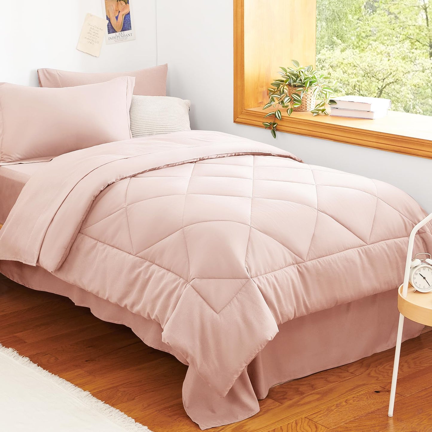 CozyLux Twin XL Comforter Set Dark Grey - 5 Pieces Twin Extra Long Bed in a Bag for College Dorm, All Season Bedding Set for Girls and Boys, Soft Bed Set with Comforter, Sheets, Pillowcase & Sham