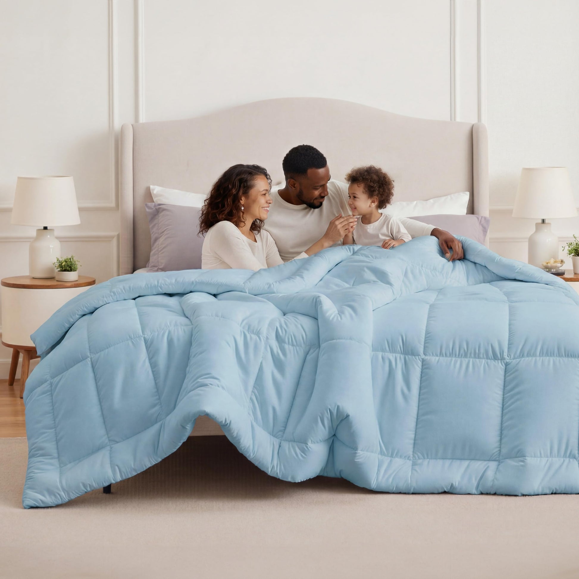 Bedsure Comforter Duvet Insert - Quilted Comforters Queen Size, All Season Duvet, GentleSoft Down Alternative Bedding Blanket, with 8 Tabs, Gifts for Women/Men, White, Queen 88 x 88 Inches