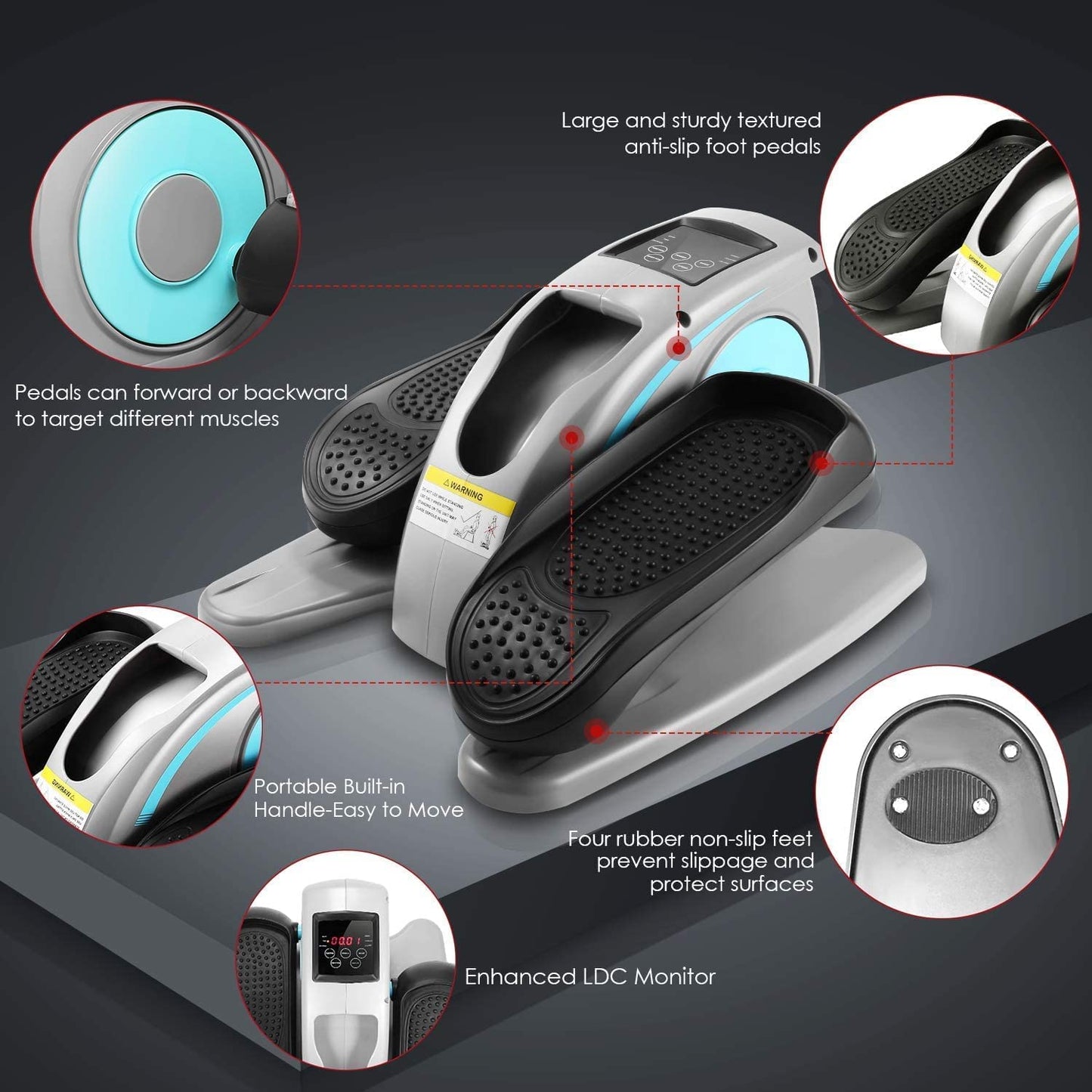 ANCHEER Under Desk Elliptical Machine - Quiet Pedal Exerciser for Seniors, Office & Home, Low-Impact Seated Leg Workout Equipment, Smart LCD Display, Remote Control(Gray)