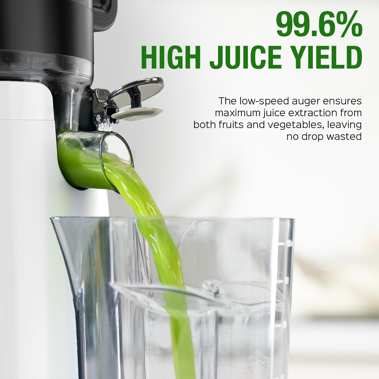 TUUMIIST Cold Press Juicer Machine, 5.8 Inch Extra Large Feed Chute for Whole Fruits, Easy to Clean Slow Juicer, High Yield, BPA Free - Classic White