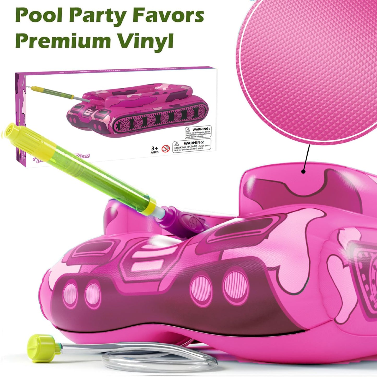 Inflatable Tank Pool Floats Kids - Jasonwell Toddler Pool Floaties Swimming Pool Tank with Water Cannon Gun Swim Floaty Rafts Lake Beach Party Pool Toys for Boys Girls Toddlers Kids