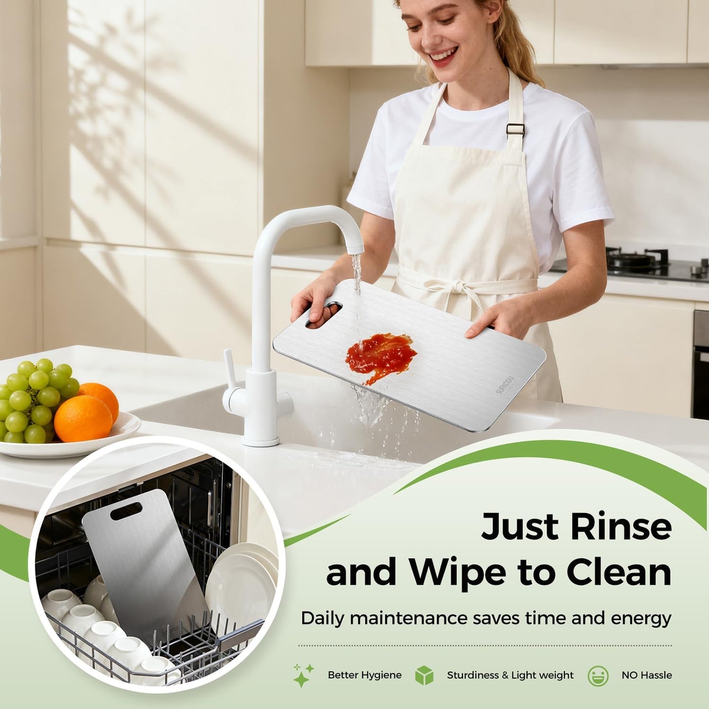 3 Piece Titanium Cutting Boards for Kitchen, Double-Sided Non-toxic Titanium Cutting Board, Dishwasher Safe Cutting Board for Meat, Vegetables, Fruits & Daily Food Prep