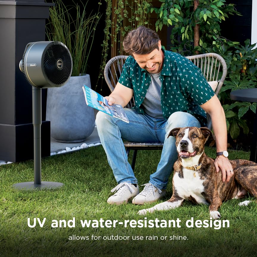 Shark FlexBreeze Fan, Indoor & Outdoor Oscillating Cooling Fan, Floor & Tabletop, Portable Cordless & Corded, Bedroom, Office & Patio Fan, InstaCool Misting Attachment & Remote, Grey, FA222