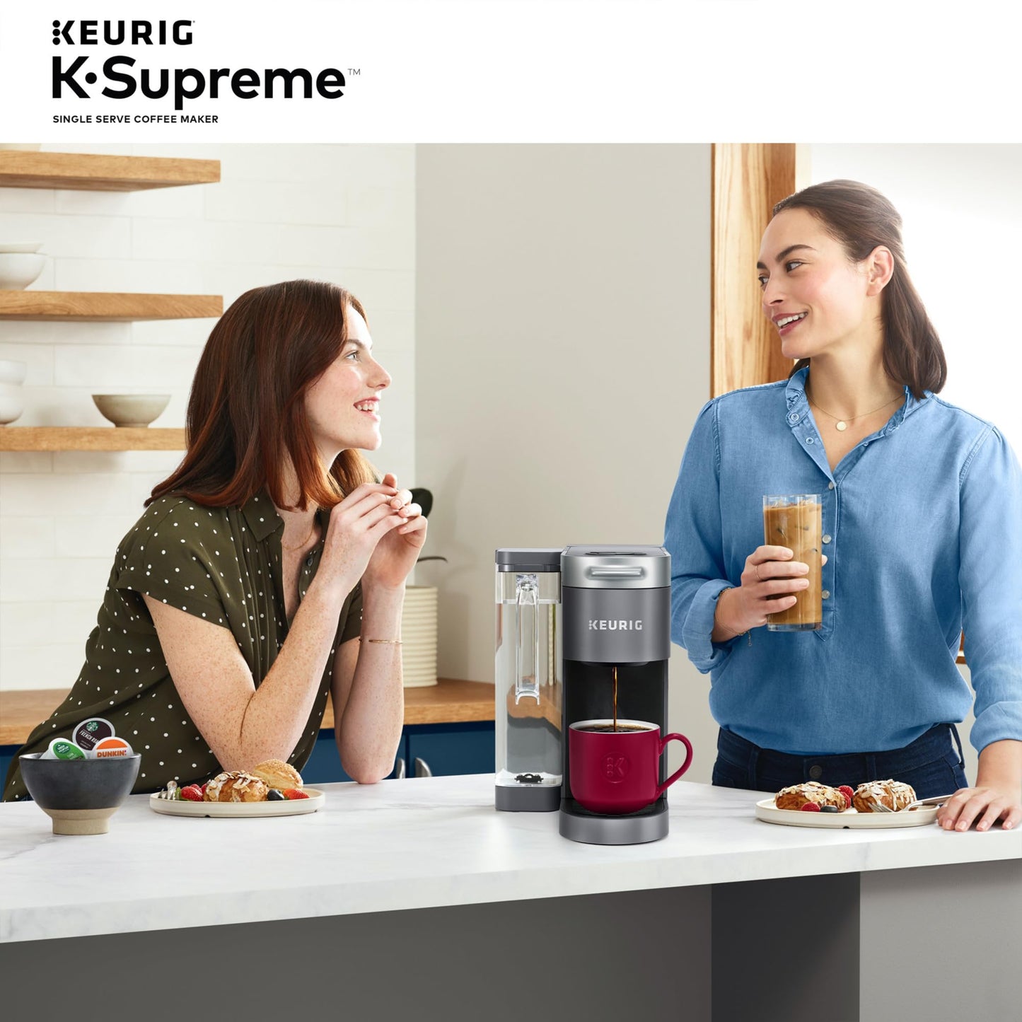 Keurig K-Supreme Single Serve K-Cup Pod Coffee Maker, MultiStream Technology, 4 Brew Sizes, 66oz Dual-Position Removable Reservoir, Gray