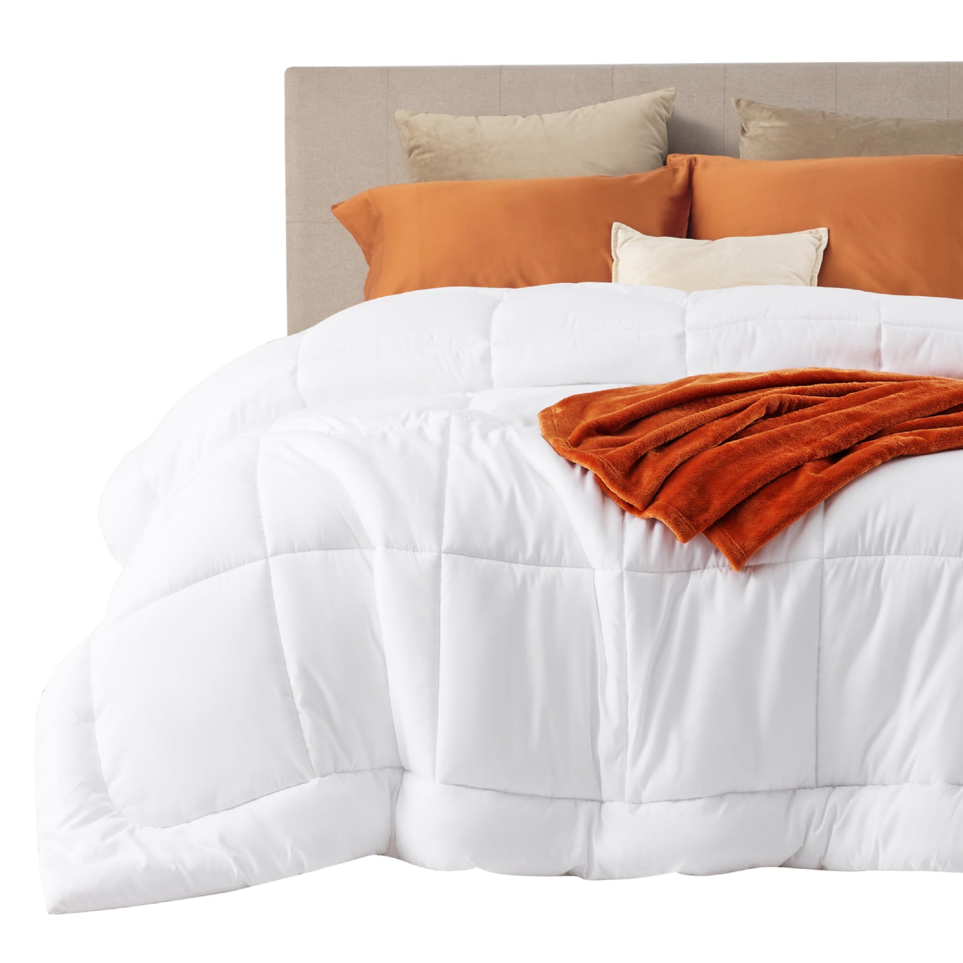 Bedsure Comforter Duvet Insert - Quilted Comforters Queen Size, All Season Duvet, GentleSoft Down Alternative Bedding Blanket, with 8 Tabs, Gifts for Women/Men, White, Queen 88 x 88 Inches